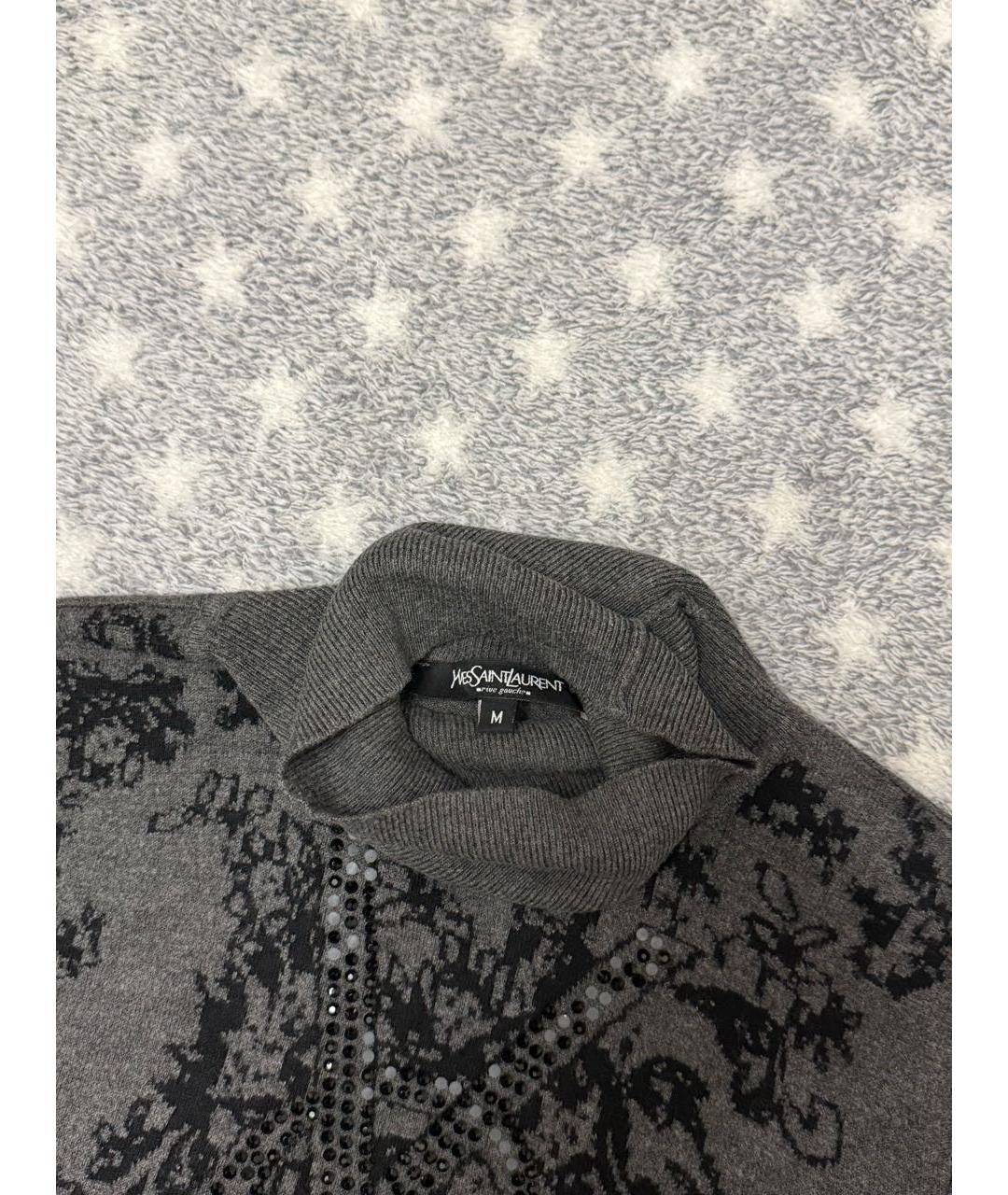 SAINT LAURENT Антрацитовая хлопковая водолазка, фото 3