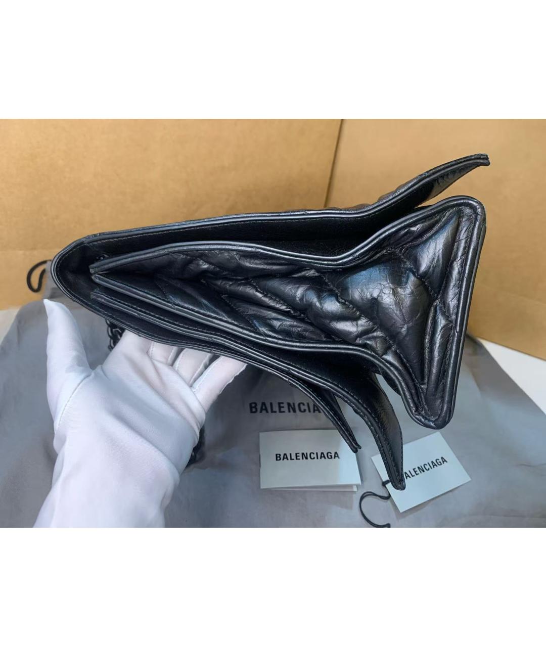 BALENCIAGA Черная кожаная сумка через плечо, фото 4