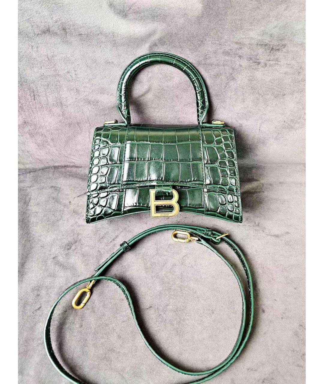 BALENCIAGA Бирюзовая кожаная сумка с короткими ручками, фото 7