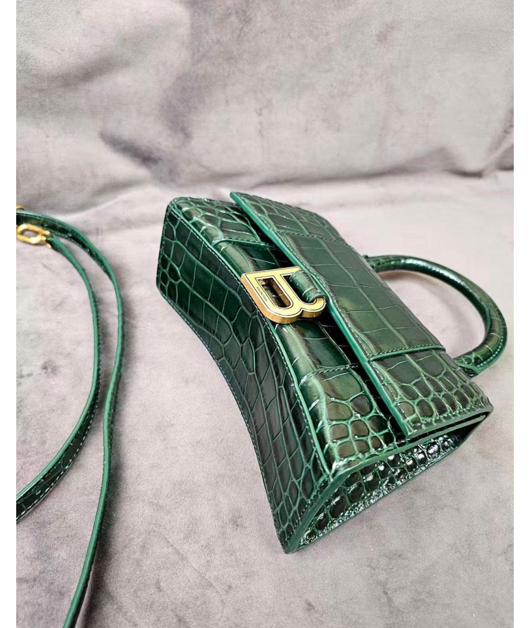 BALENCIAGA Бирюзовая кожаная сумка с короткими ручками, фото 4