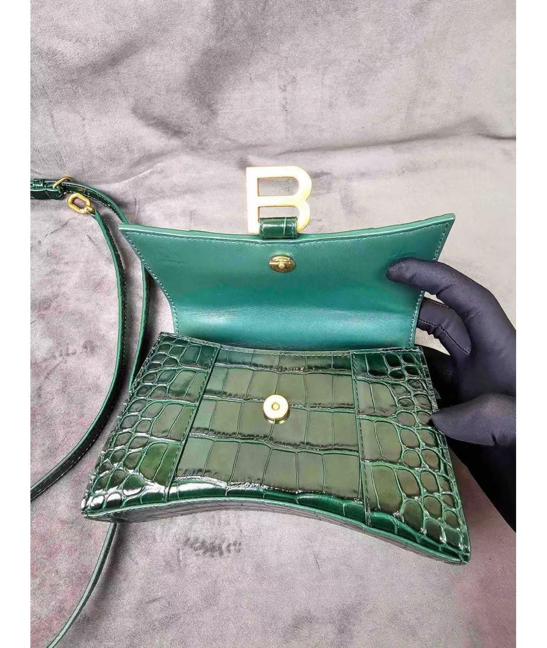 BALENCIAGA Бирюзовая кожаная сумка с короткими ручками, фото 6