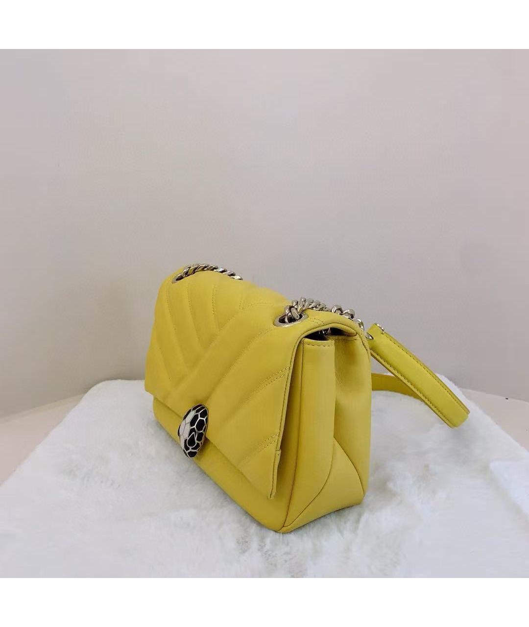 BVLGARI Желтая кожаная сумка через плечо, фото 2