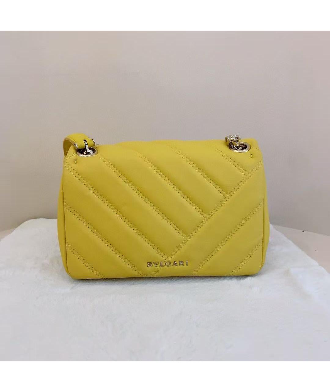 BVLGARI Желтая кожаная сумка через плечо, фото 3