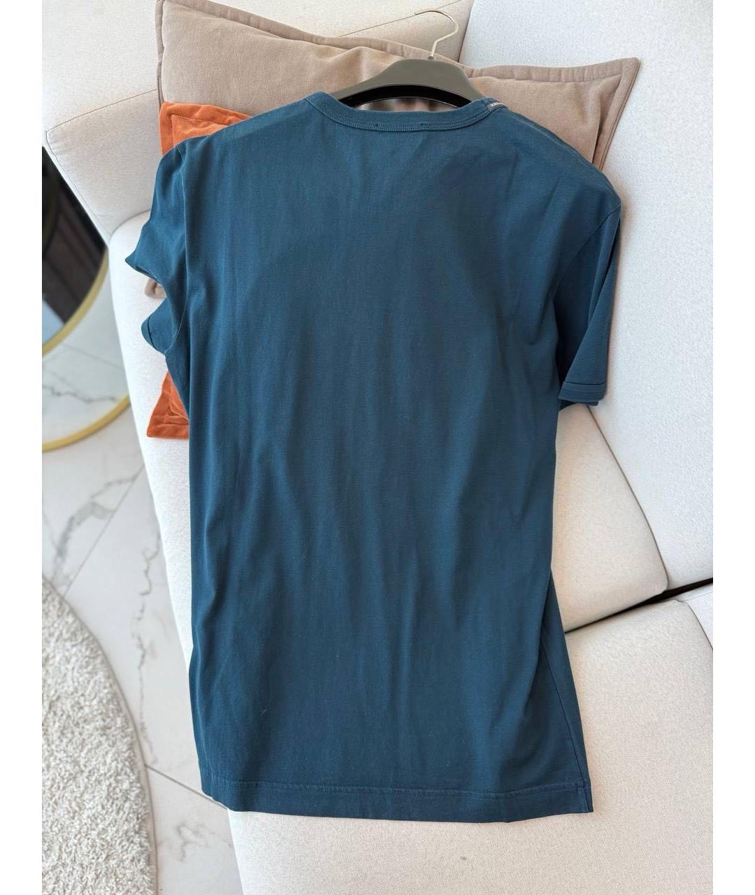 DOLCE&GABBANA Бирюзовая хлопковая футболка, фото 2