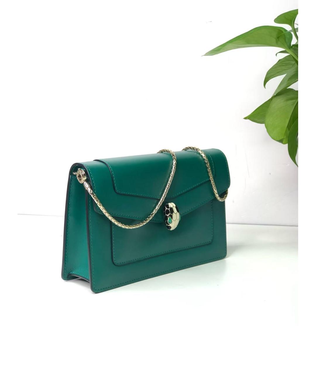 BVLGARI Зеленая кожаная сумка через плечо, фото 4