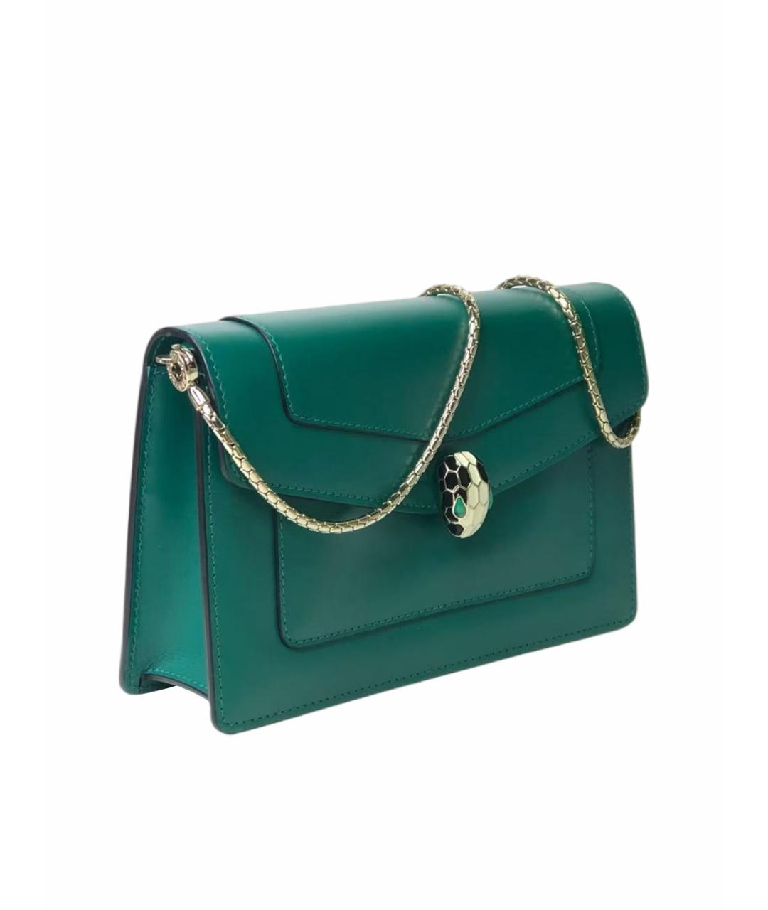 BVLGARI Зеленая кожаная сумка через плечо, фото 1