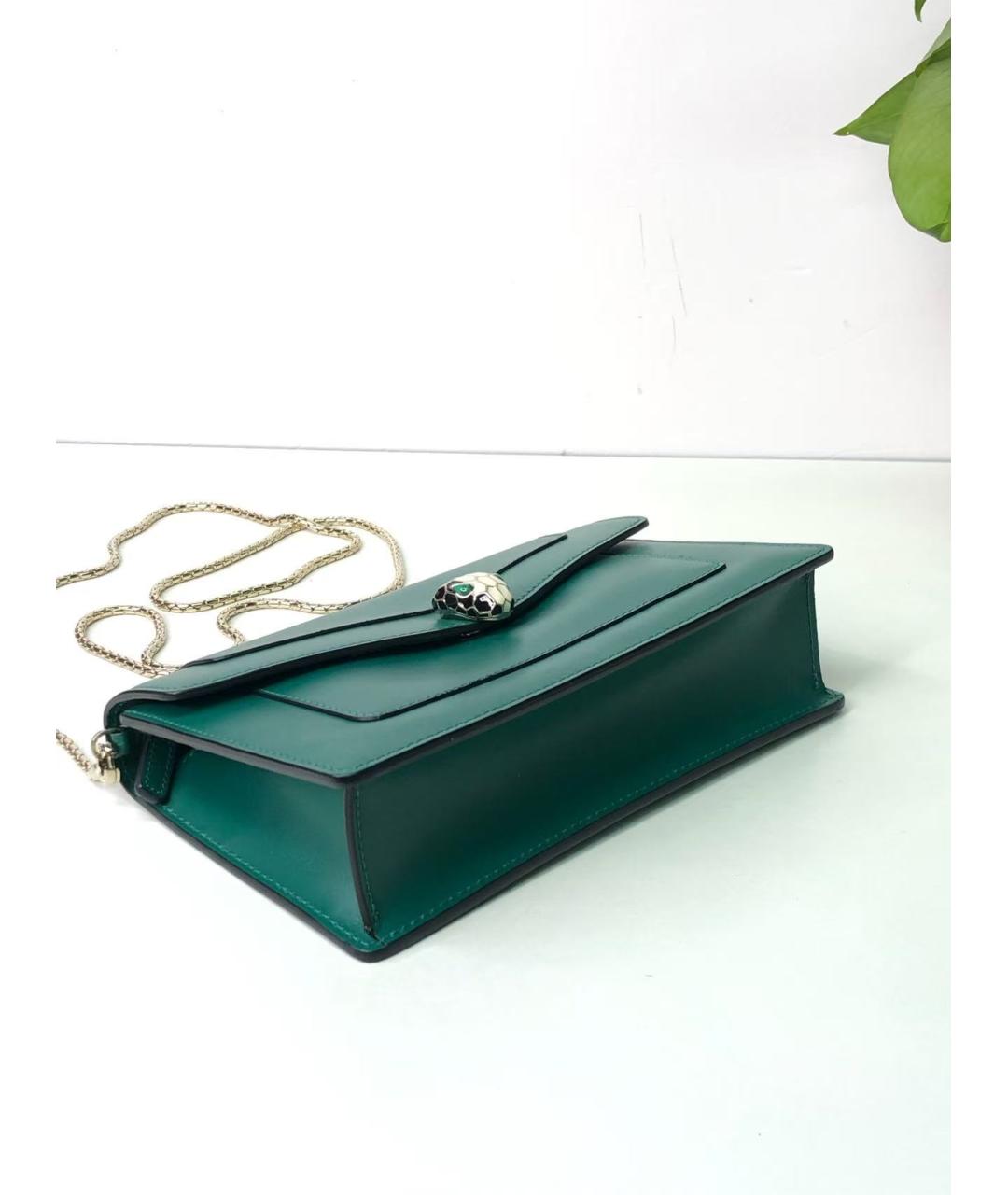 BVLGARI Зеленая кожаная сумка через плечо, фото 6