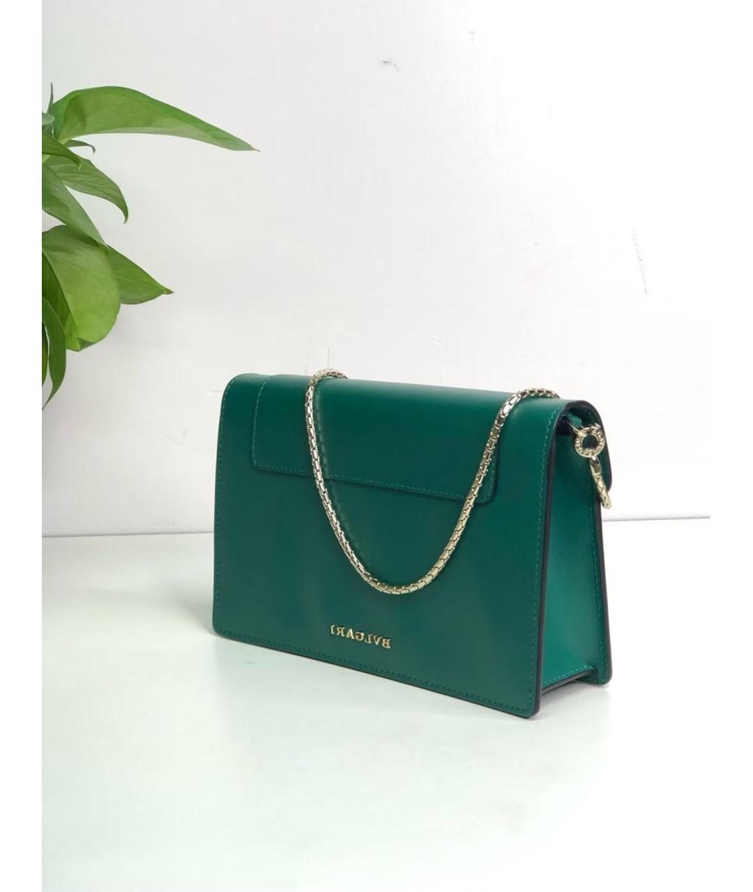 BVLGARI Зеленая кожаная сумка через плечо, фото 5