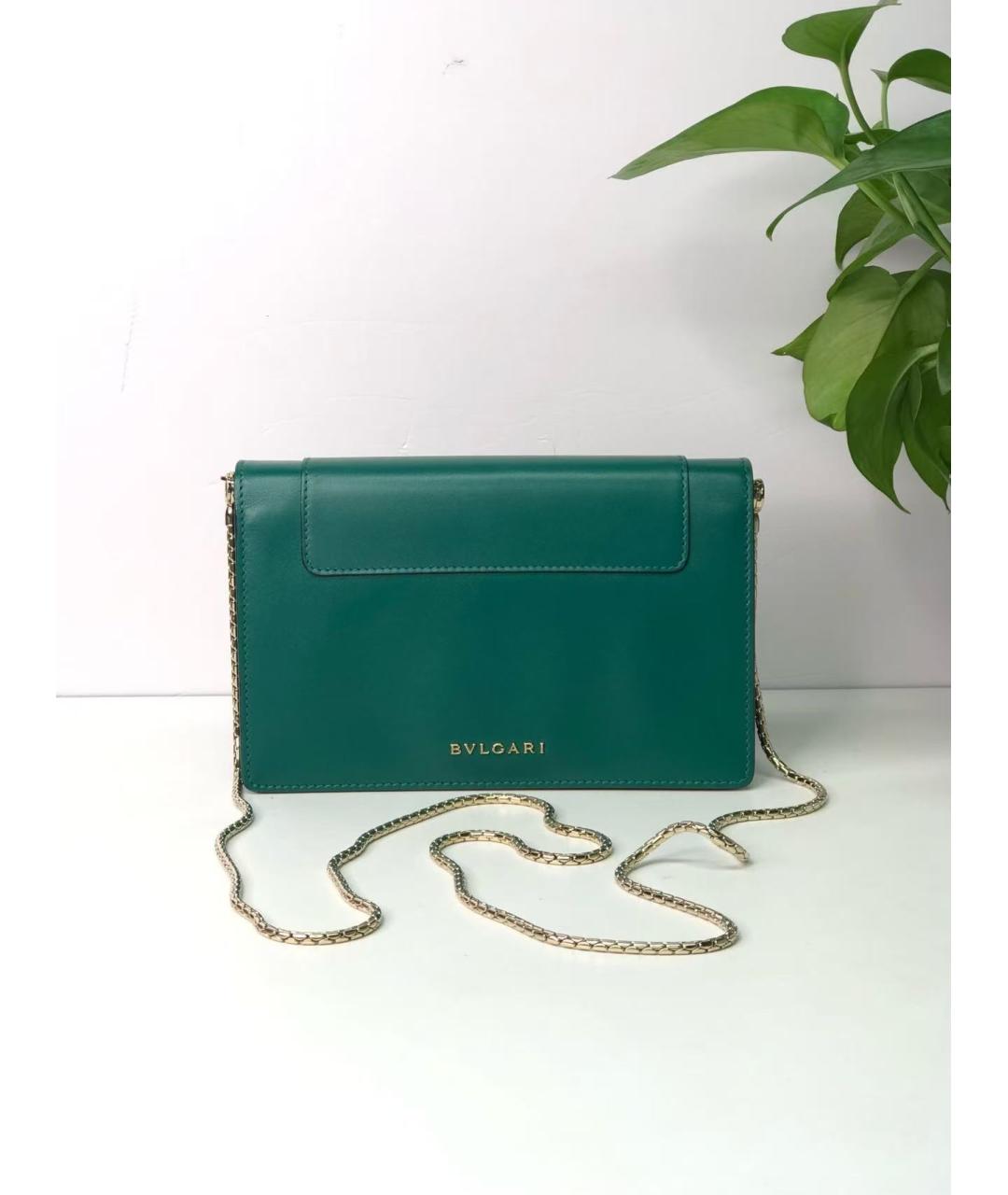 BVLGARI Зеленая кожаная сумка через плечо, фото 2