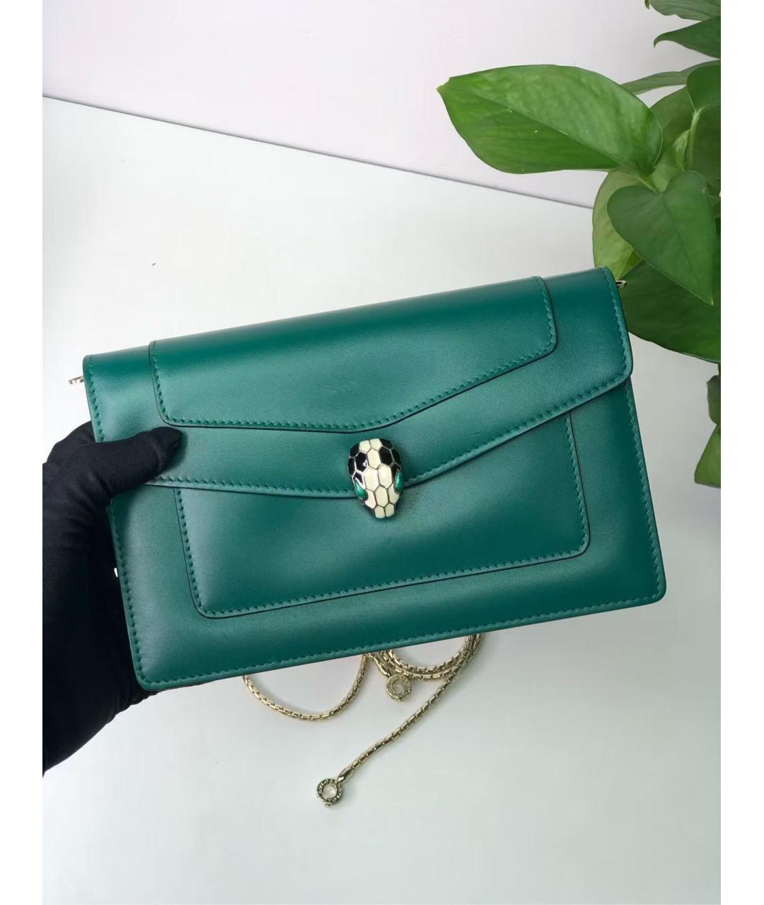 BVLGARI Зеленая кожаная сумка через плечо, фото 3