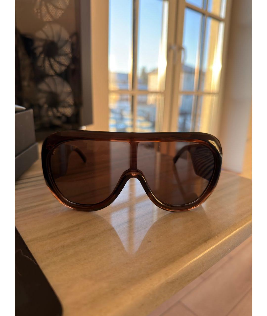 PHOEBE PHILO Коричневые пластиковые солнцезащитные очки, фото 4