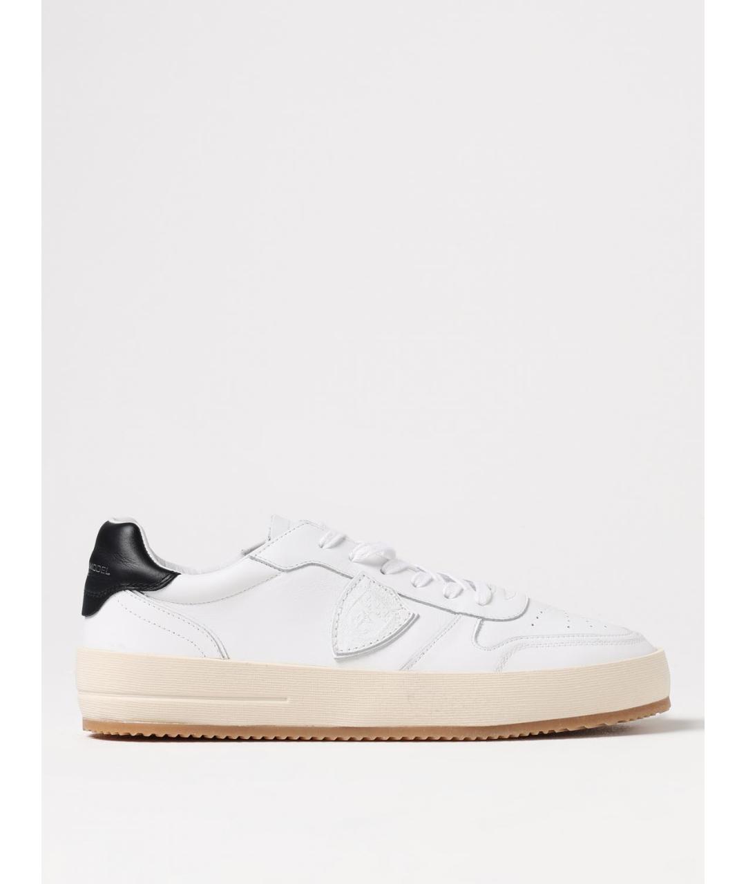 PHILIPPE MODEL Белые кожаные низкие кроссовки / кеды, фото 4