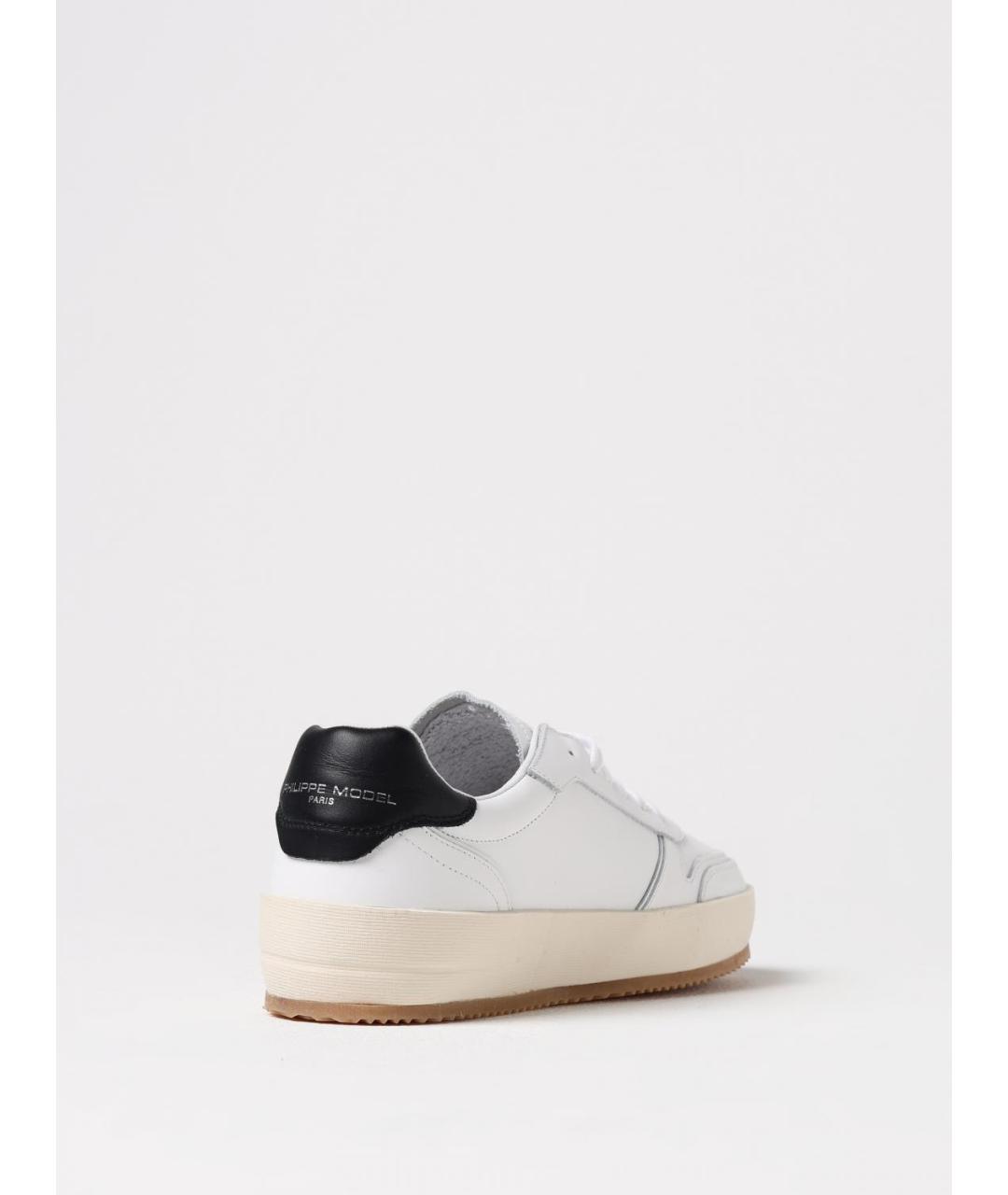 PHILIPPE MODEL Белые кожаные низкие кроссовки / кеды, фото 3