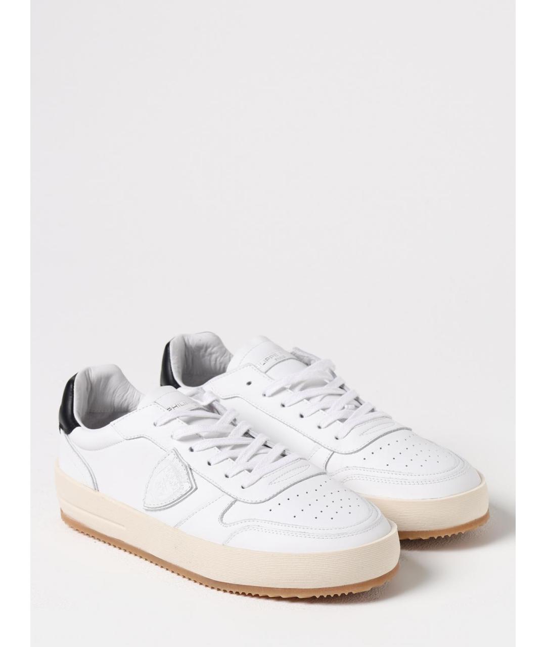 PHILIPPE MODEL Белые кожаные низкие кроссовки / кеды, фото 2