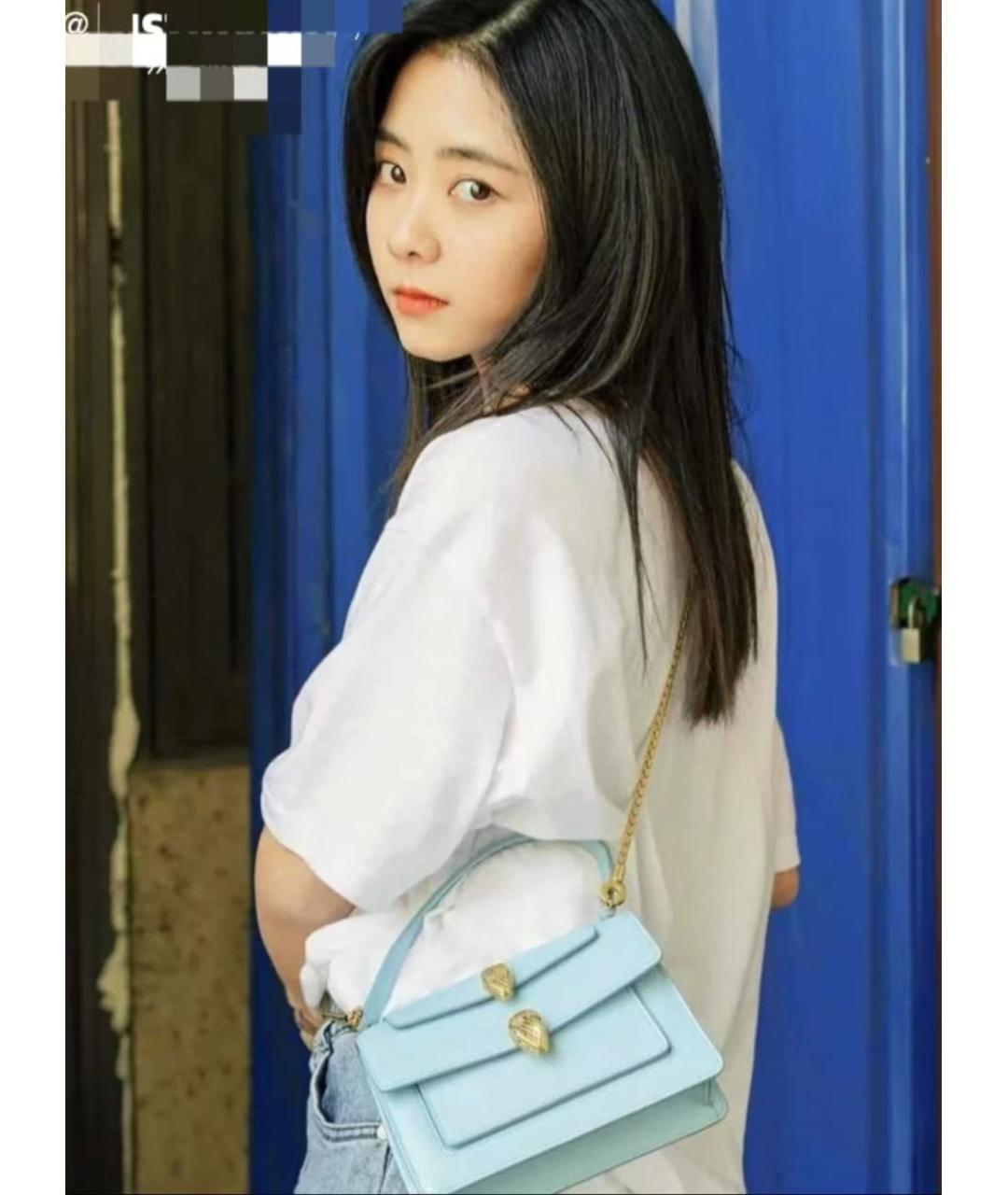 BVLGARI Голубая кожаная сумка с короткими ручками, фото 6