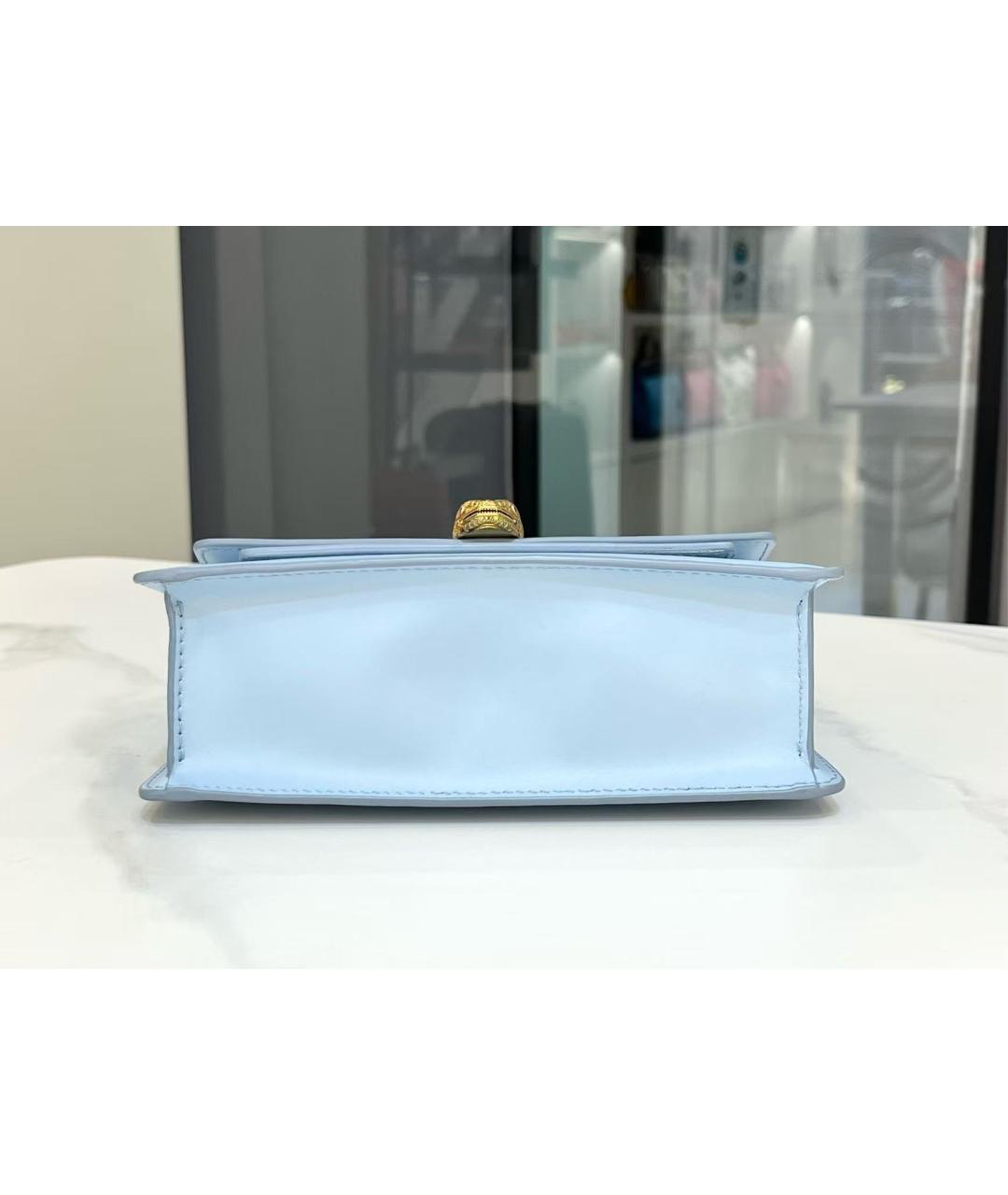BVLGARI Голубая кожаная сумка с короткими ручками, фото 5