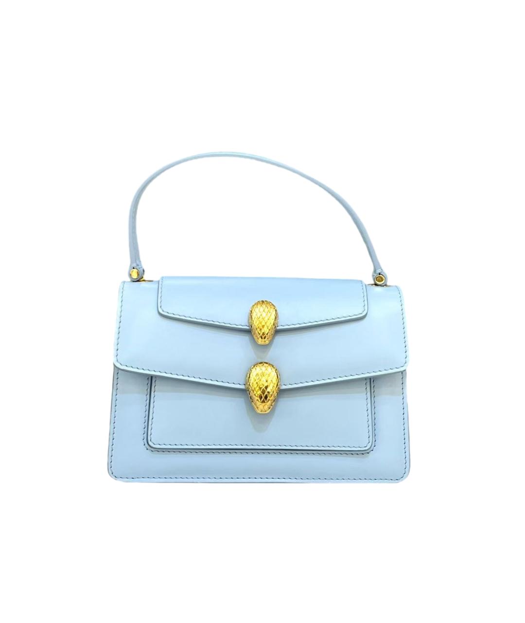 BVLGARI Голубая кожаная сумка с короткими ручками, фото 7
