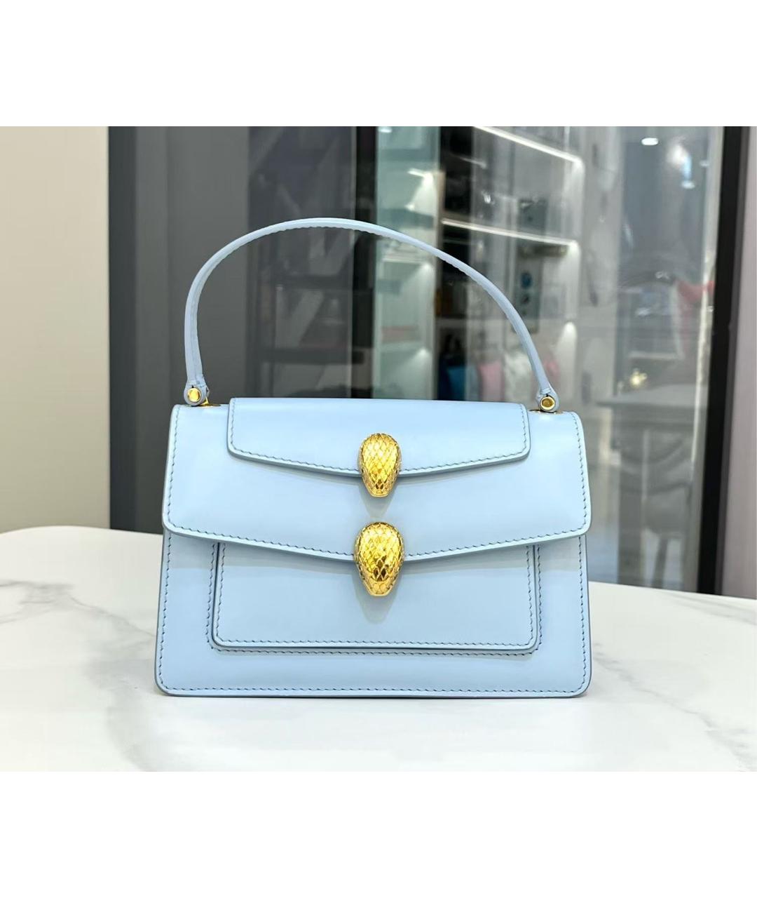 BVLGARI Голубая кожаная сумка с короткими ручками, фото 3