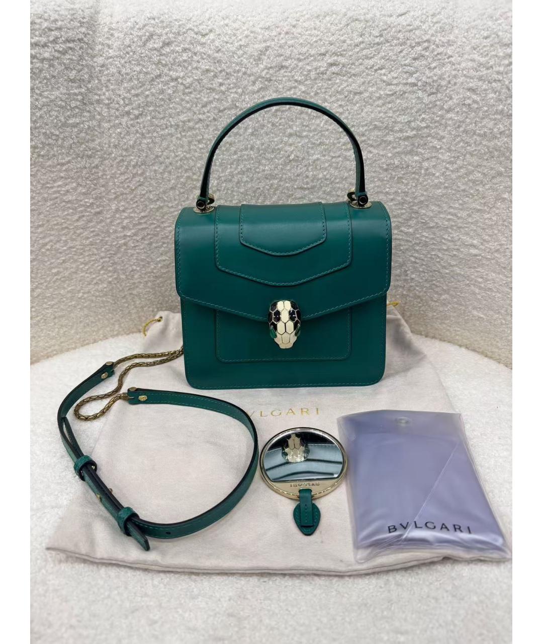 BVLGARI Зеленая кожаная сумка через плечо, фото 2