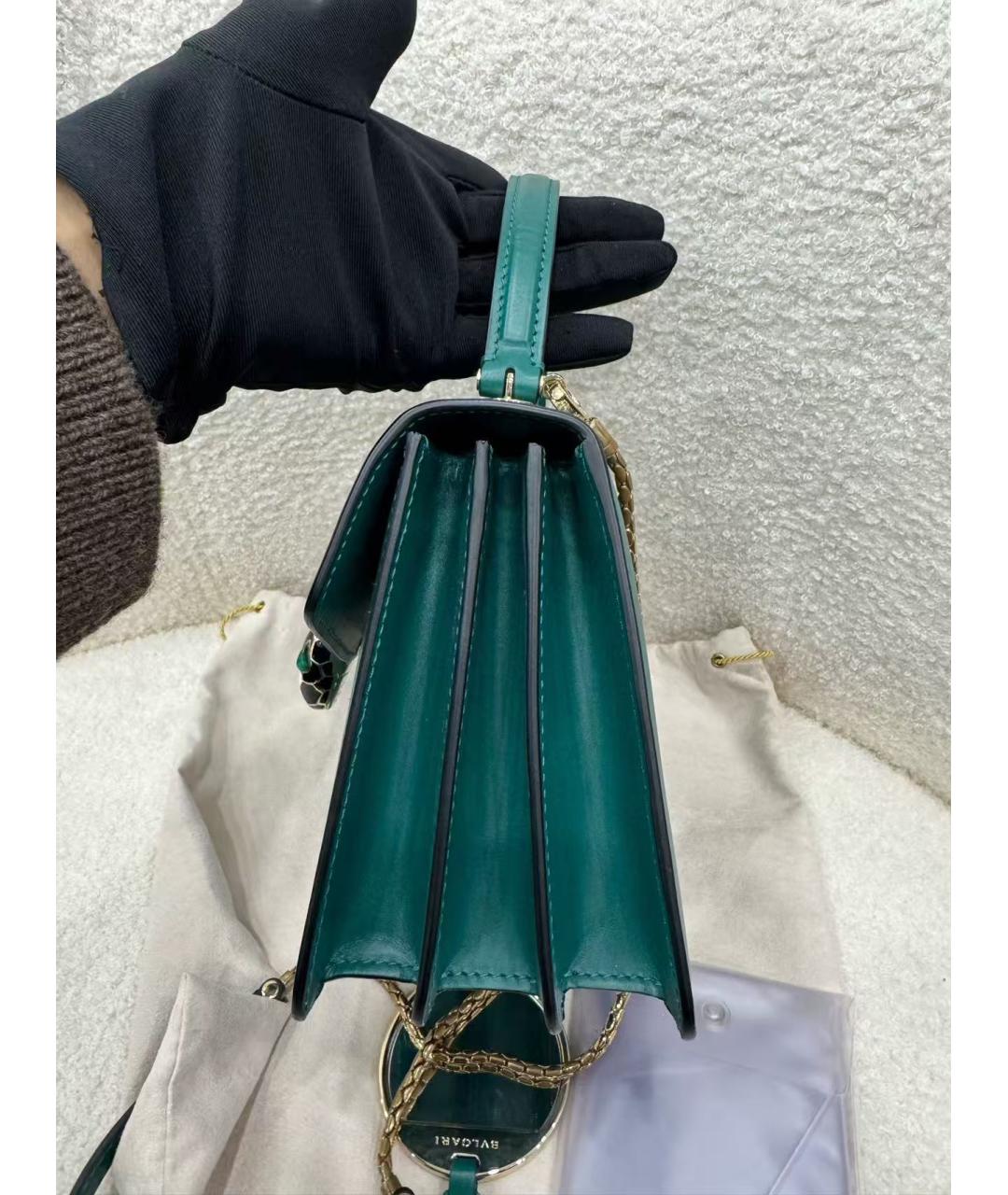 BVLGARI Зеленая кожаная сумка через плечо, фото 4