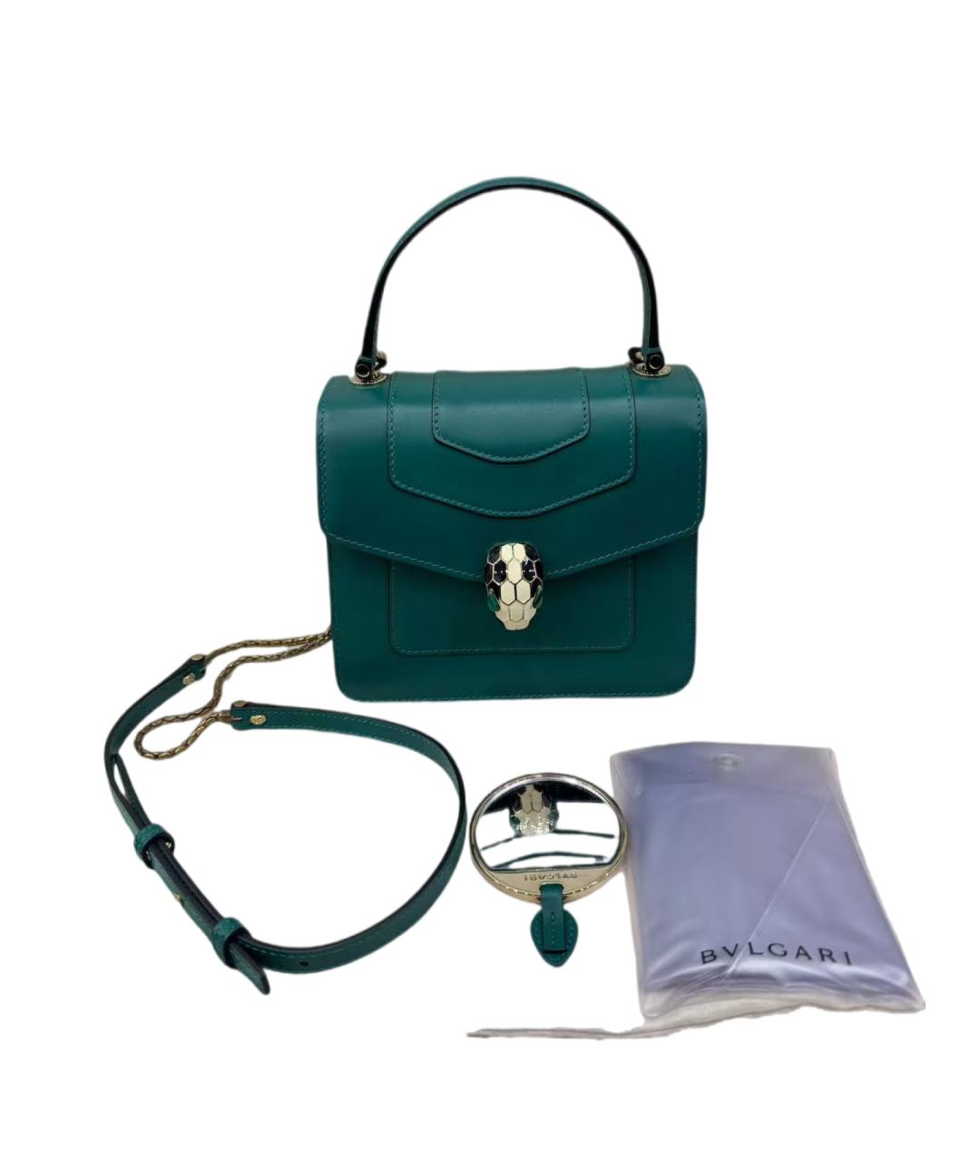 BVLGARI Зеленая кожаная сумка через плечо, фото 9