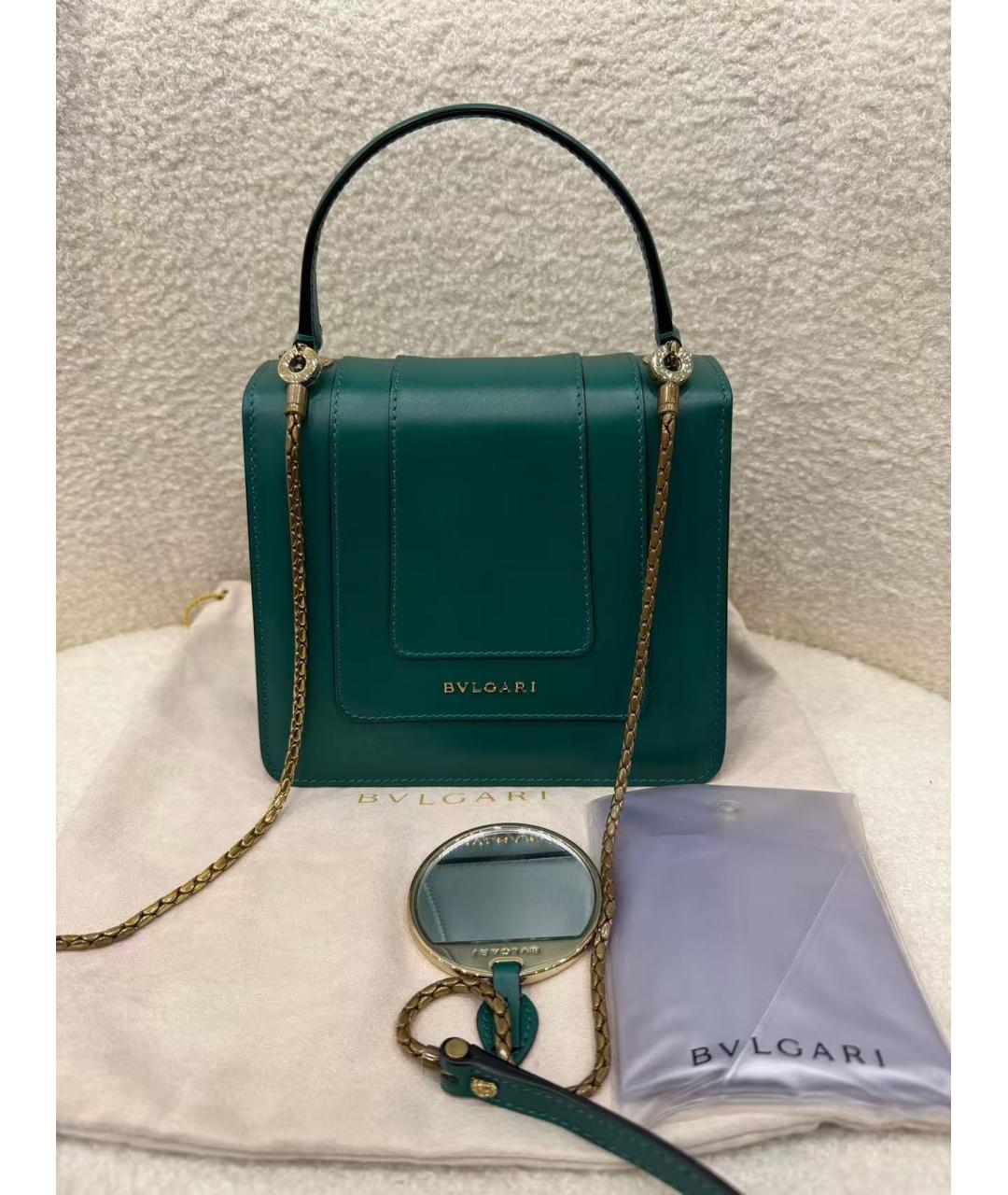 BVLGARI Зеленая кожаная сумка через плечо, фото 3