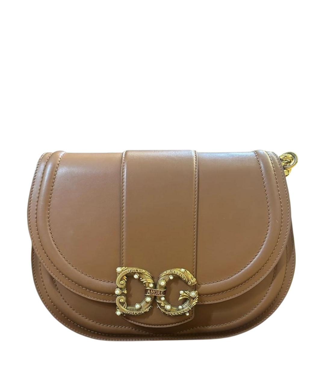 DOLCE&GABBANA Коричневая кожаная сумка через плечо, фото 1