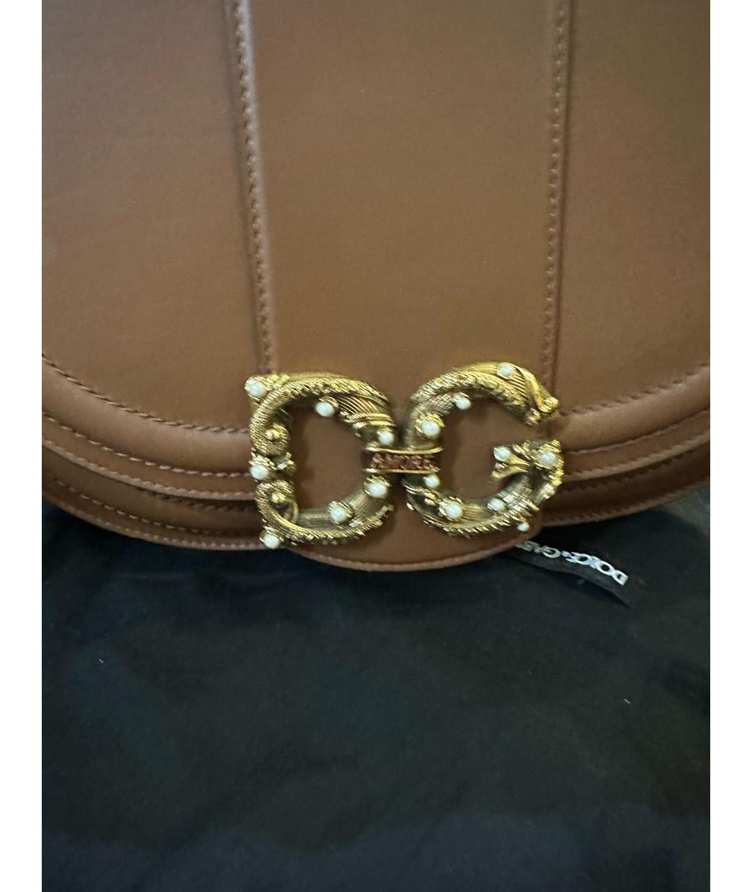 DOLCE&GABBANA Коричневая кожаная сумка через плечо, фото 3
