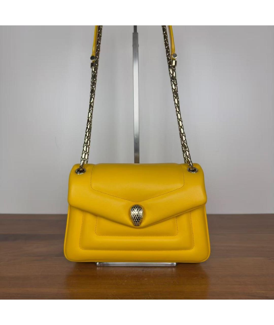 BVLGARI Желтая кожаная сумка через плечо, фото 8
