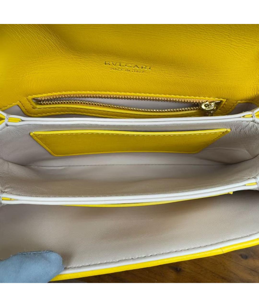 BVLGARI Желтая кожаная сумка через плечо, фото 6