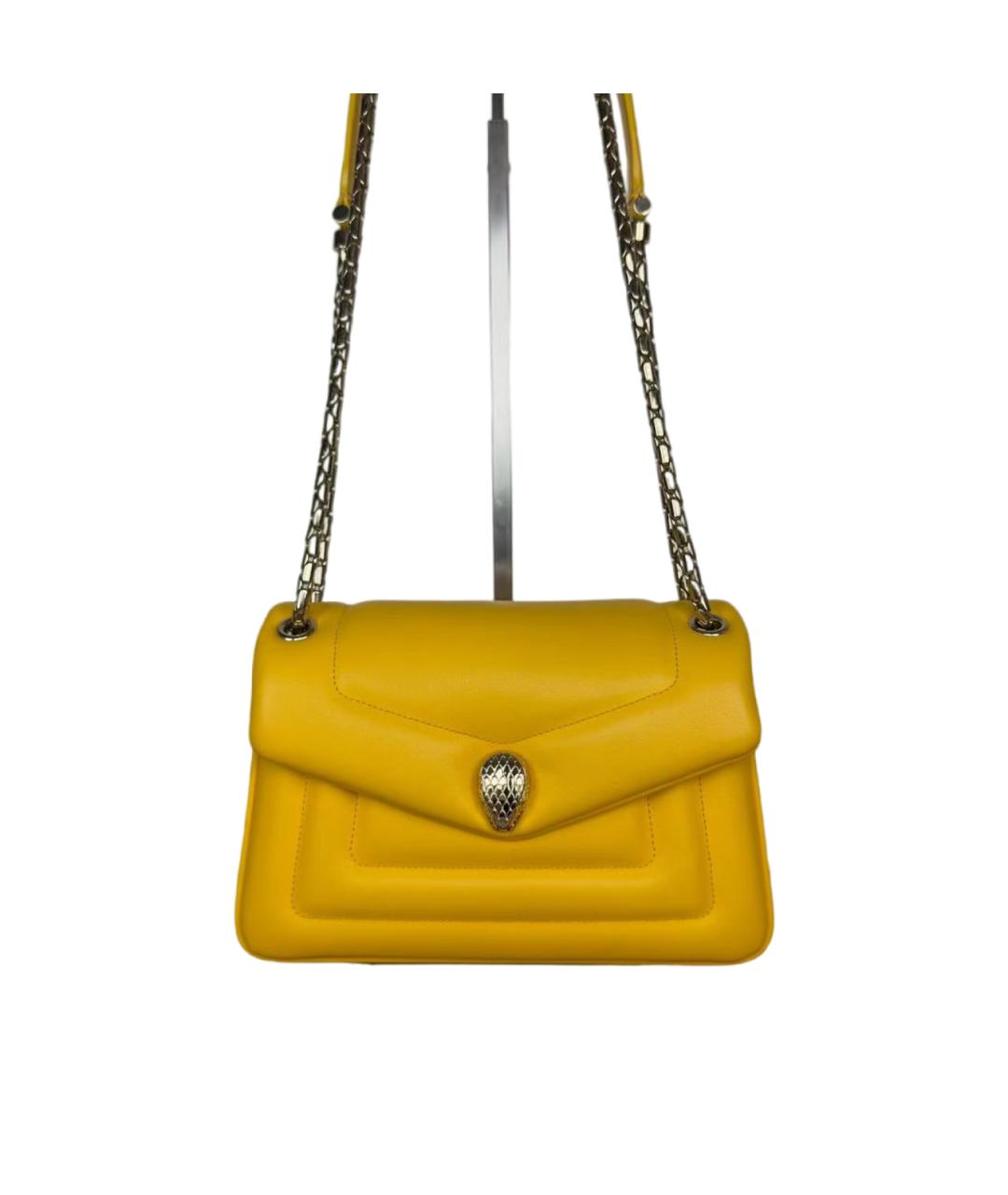 BVLGARI Желтая кожаная сумка через плечо, фото 2