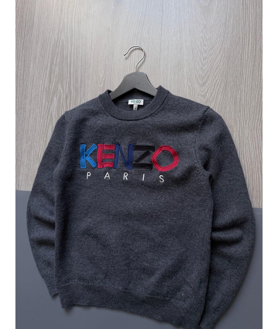 KENZO Антрацитовый шерстяной джемпер / свитер, фото 2