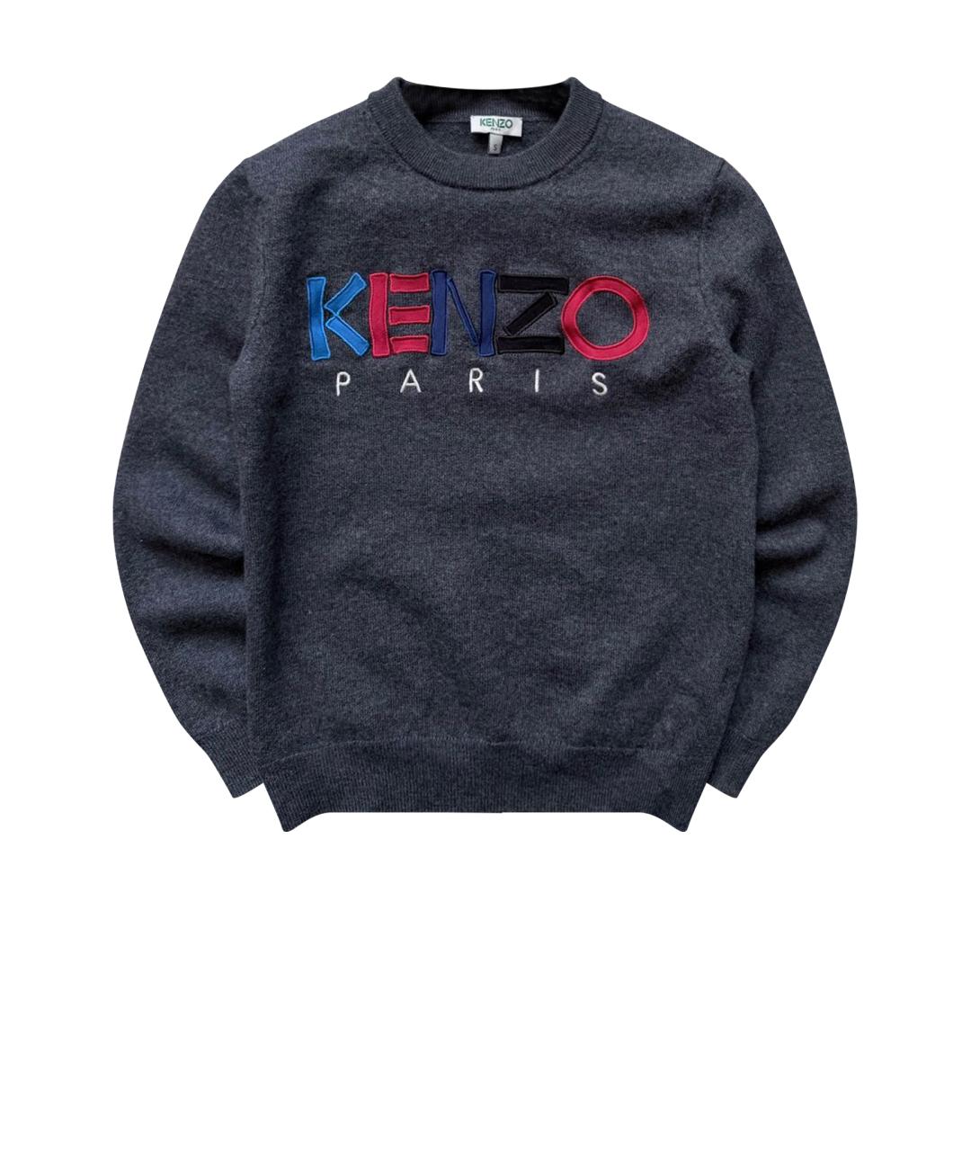 KENZO Антрацитовый шерстяной джемпер / свитер, фото 1