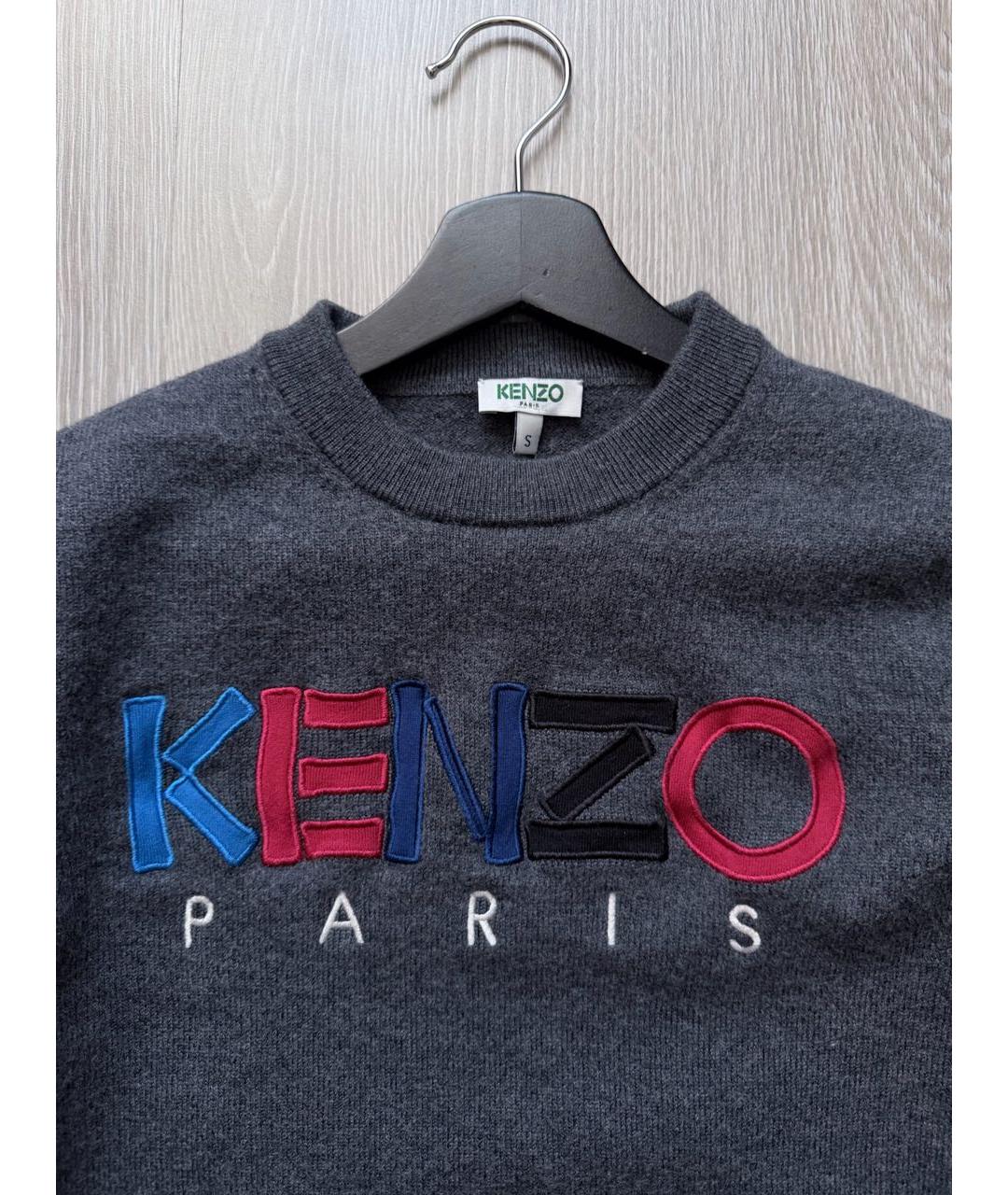 KENZO Антрацитовый шерстяной джемпер / свитер, фото 3