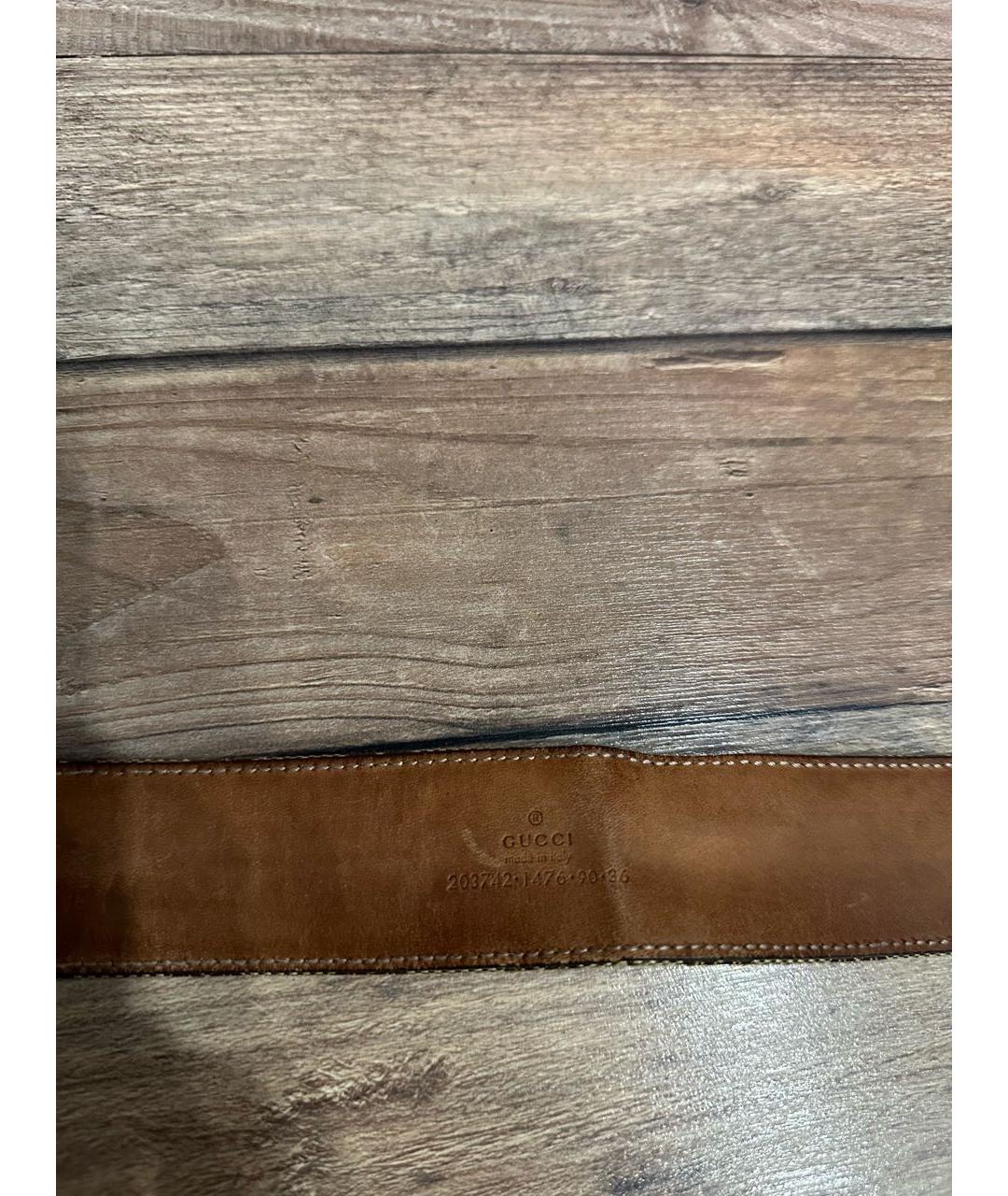 GUCCI Бежевый кожаный ремень, фото 7