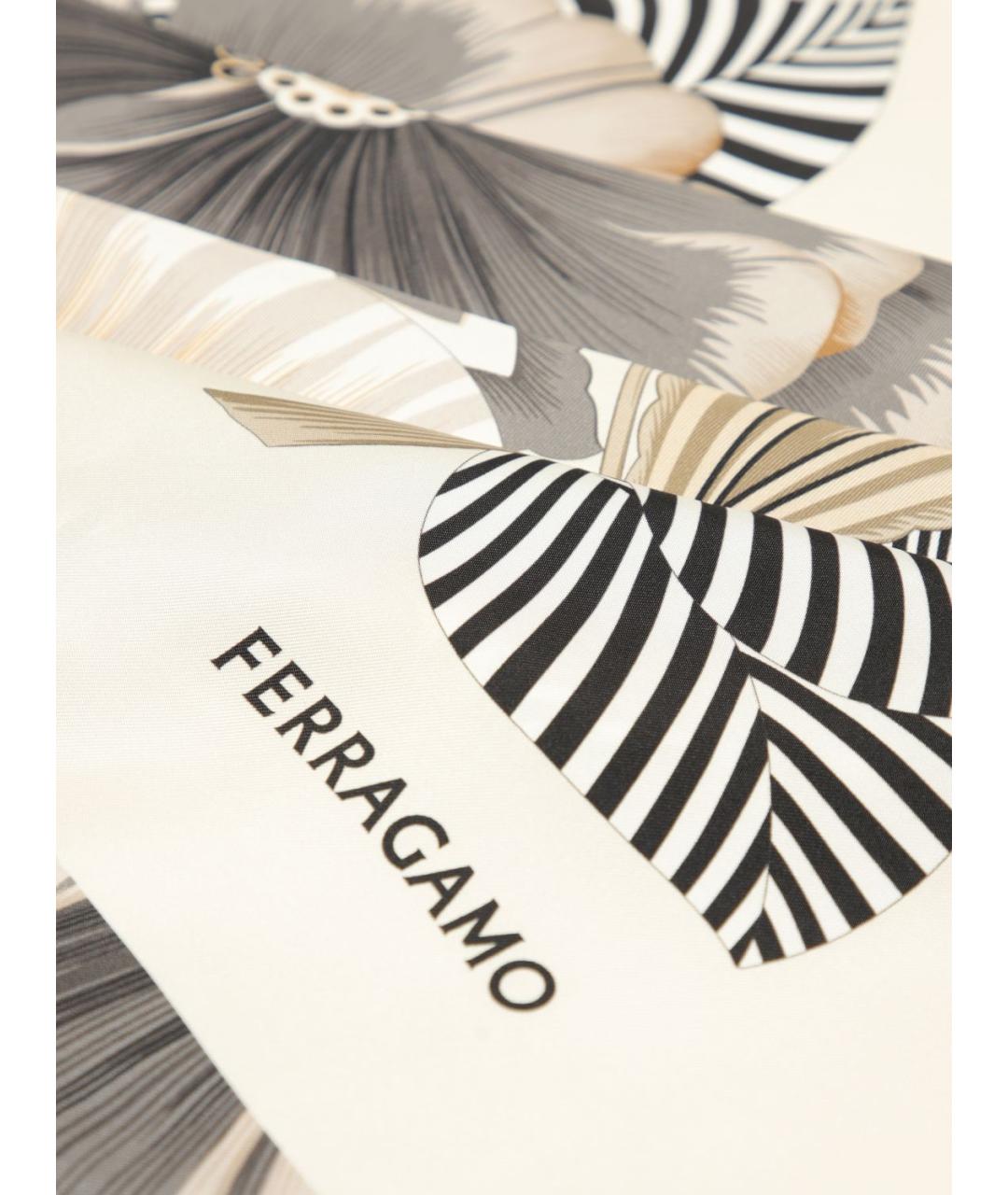 FERRAGAMO Бежевый шелковый шарф, фото 4