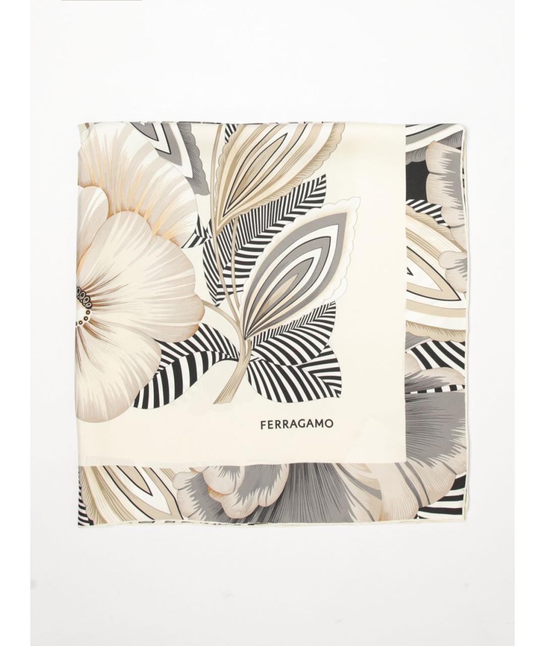 FERRAGAMO Бежевый шелковый шарф, фото 2