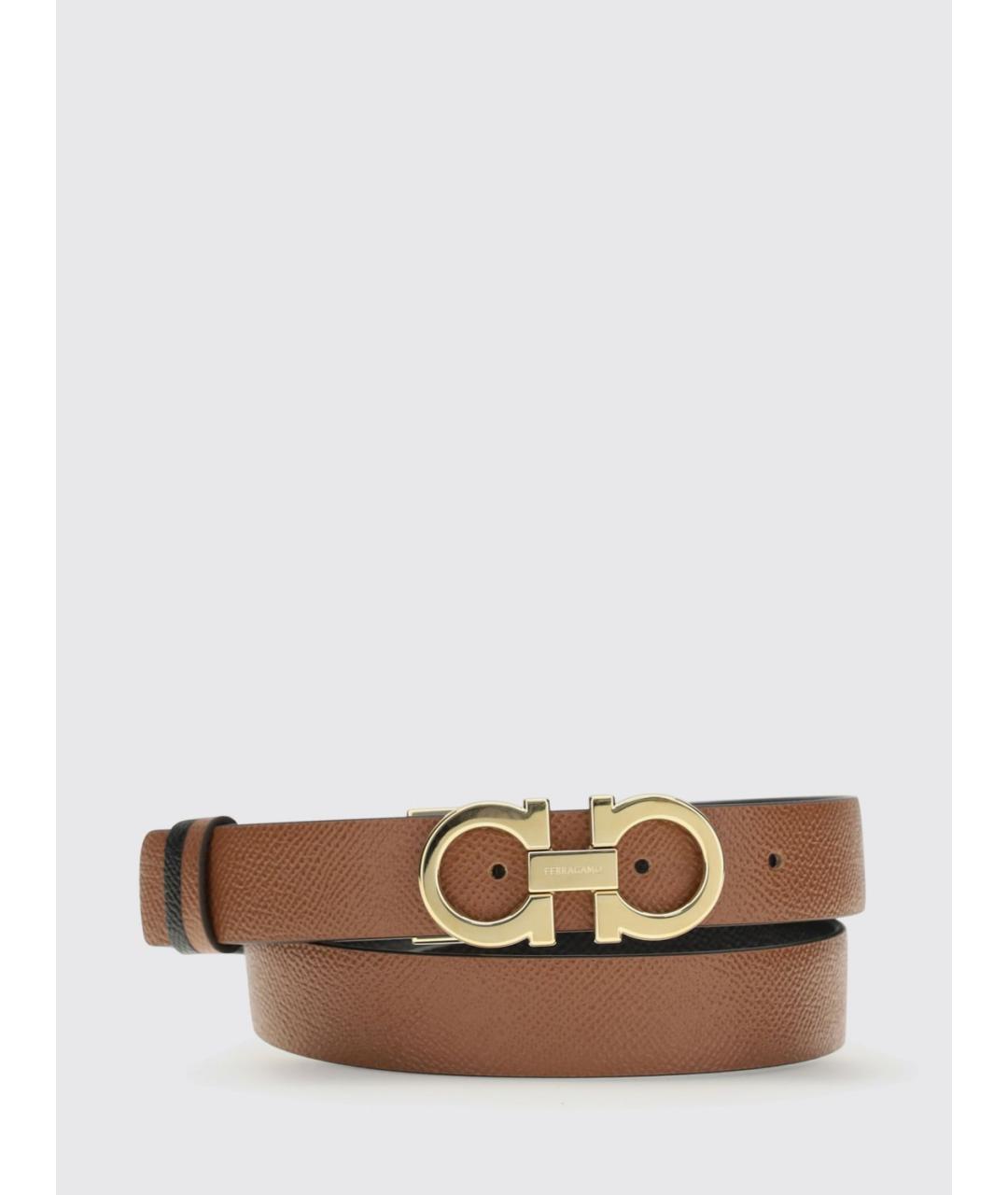 FERRAGAMO Коричневый кожаный ремень, фото 2