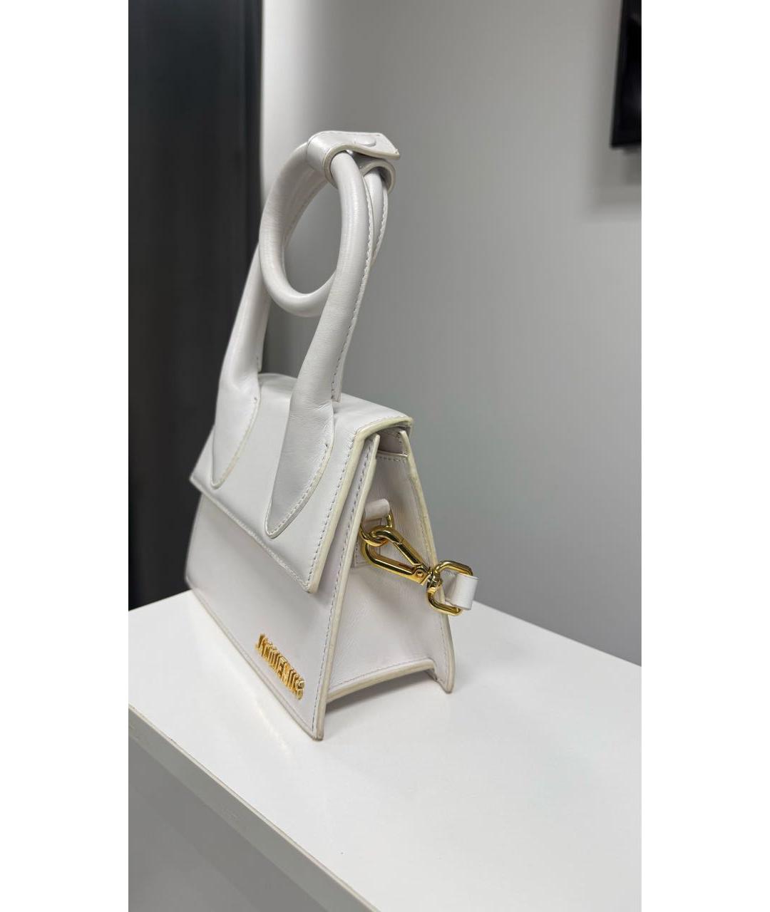 JACQUEMUS Белая кожаная сумка с короткими ручками, фото 2