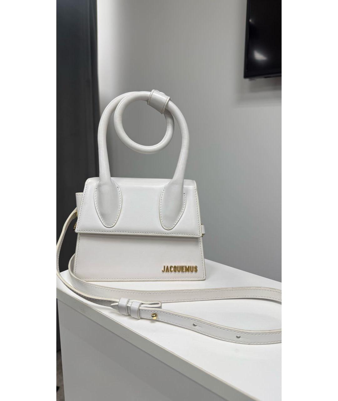 JACQUEMUS Белая кожаная сумка с короткими ручками, фото 6