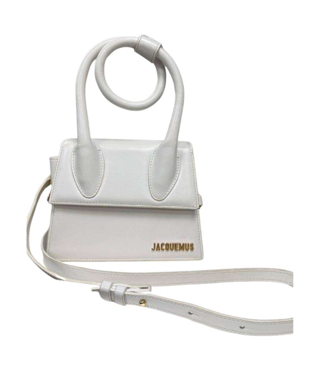 JACQUEMUS Белая кожаная сумка с короткими ручками, фото 1
