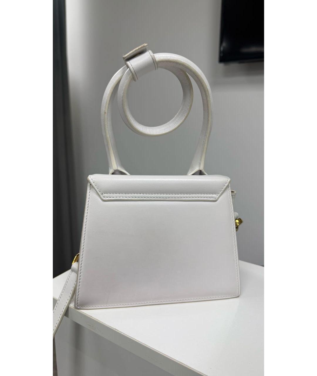 JACQUEMUS Белая кожаная сумка с короткими ручками, фото 3