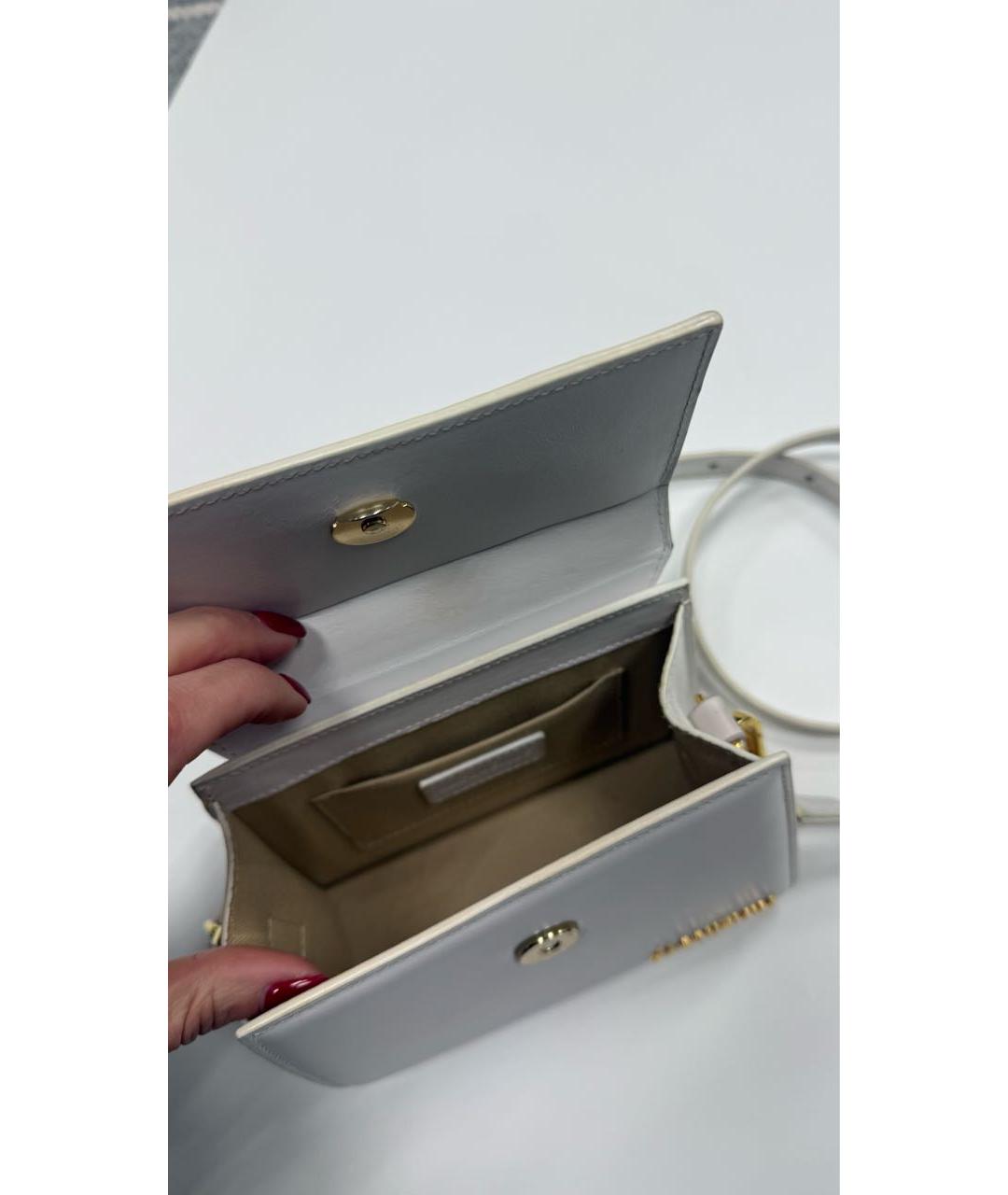 JACQUEMUS Белая кожаная сумка с короткими ручками, фото 5