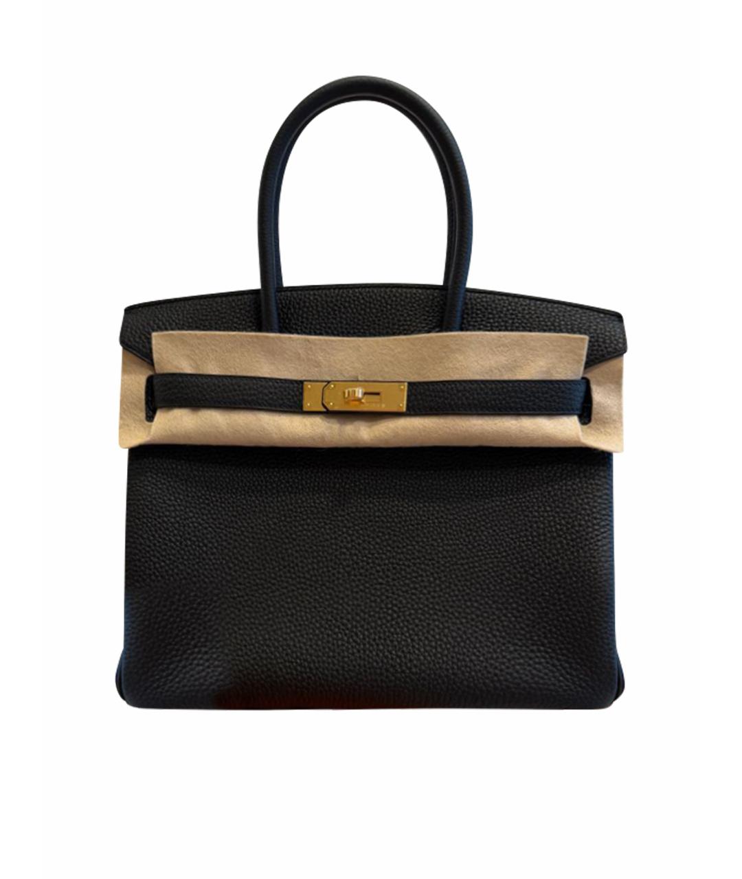 HERMES Черная кожаная сумка с короткими ручками, фото 5