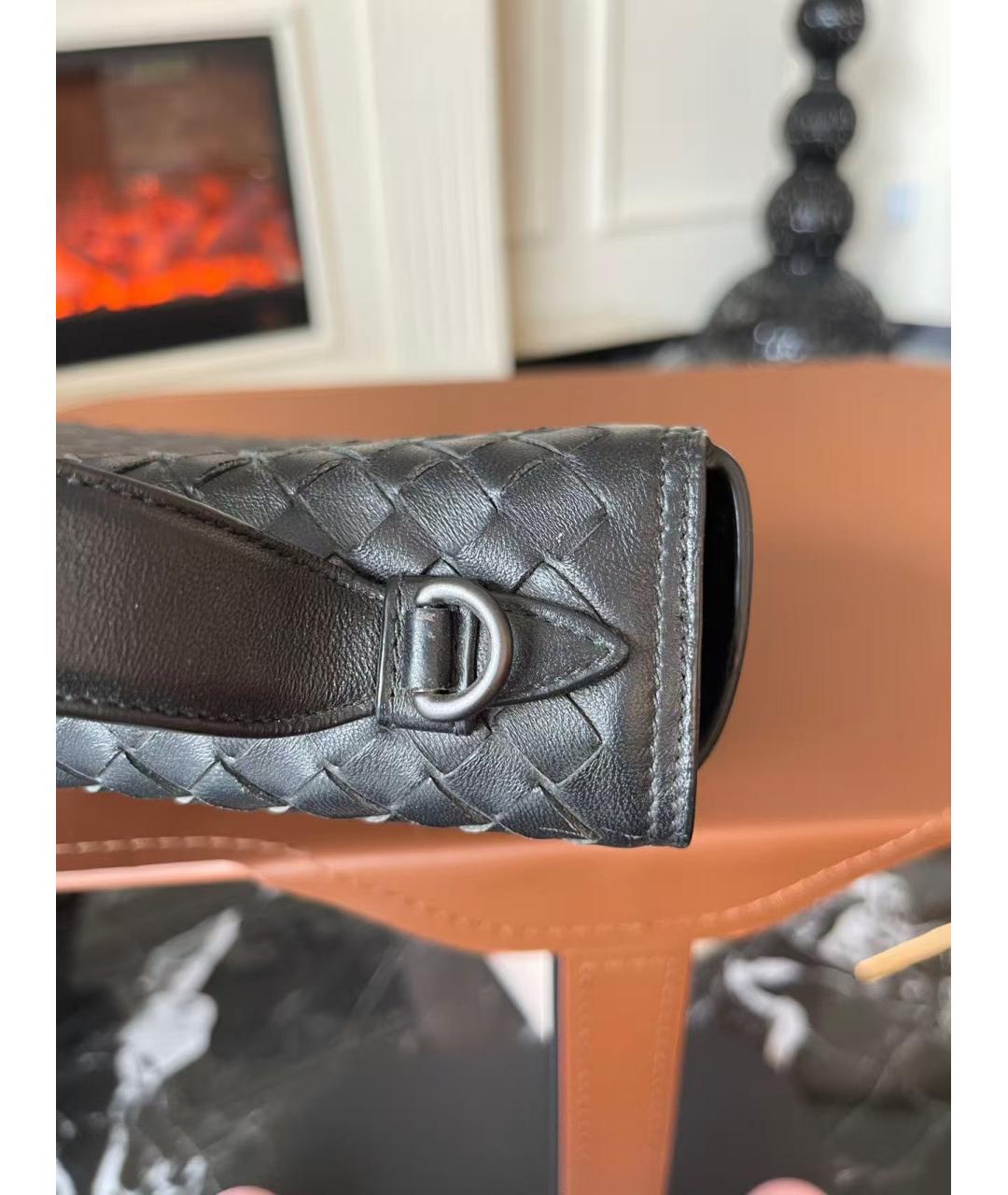 BOTTEGA VENETA Черная кожаная сумка через плечо, фото 5