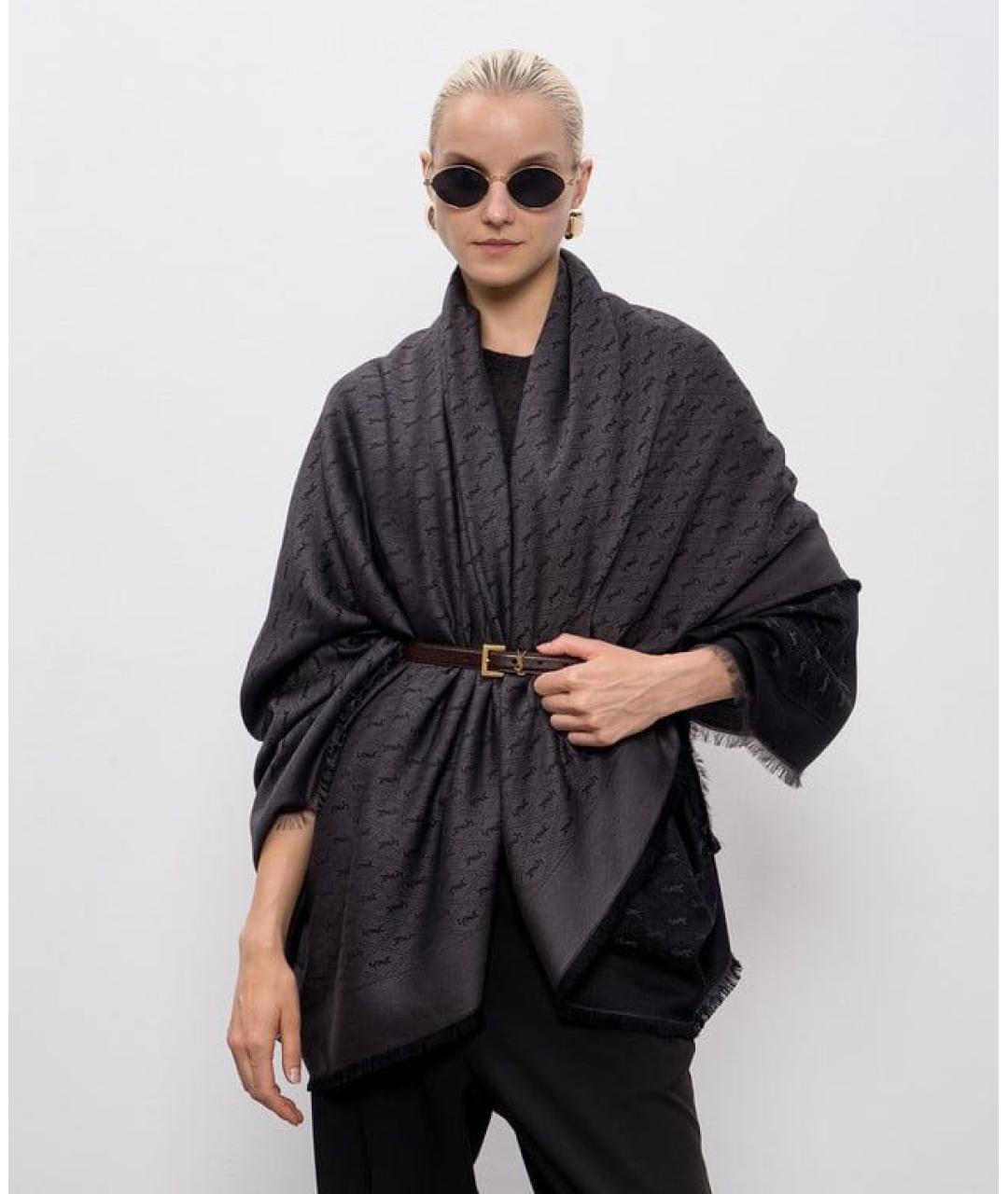 SAINT LAURENT Черный шарф, фото 2