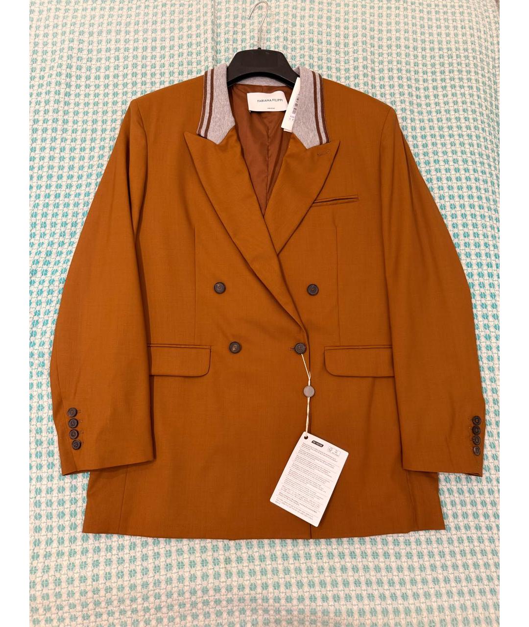 FABIANA FILIPPI Коричневый шерстяной жакет/пиджак, фото 2
