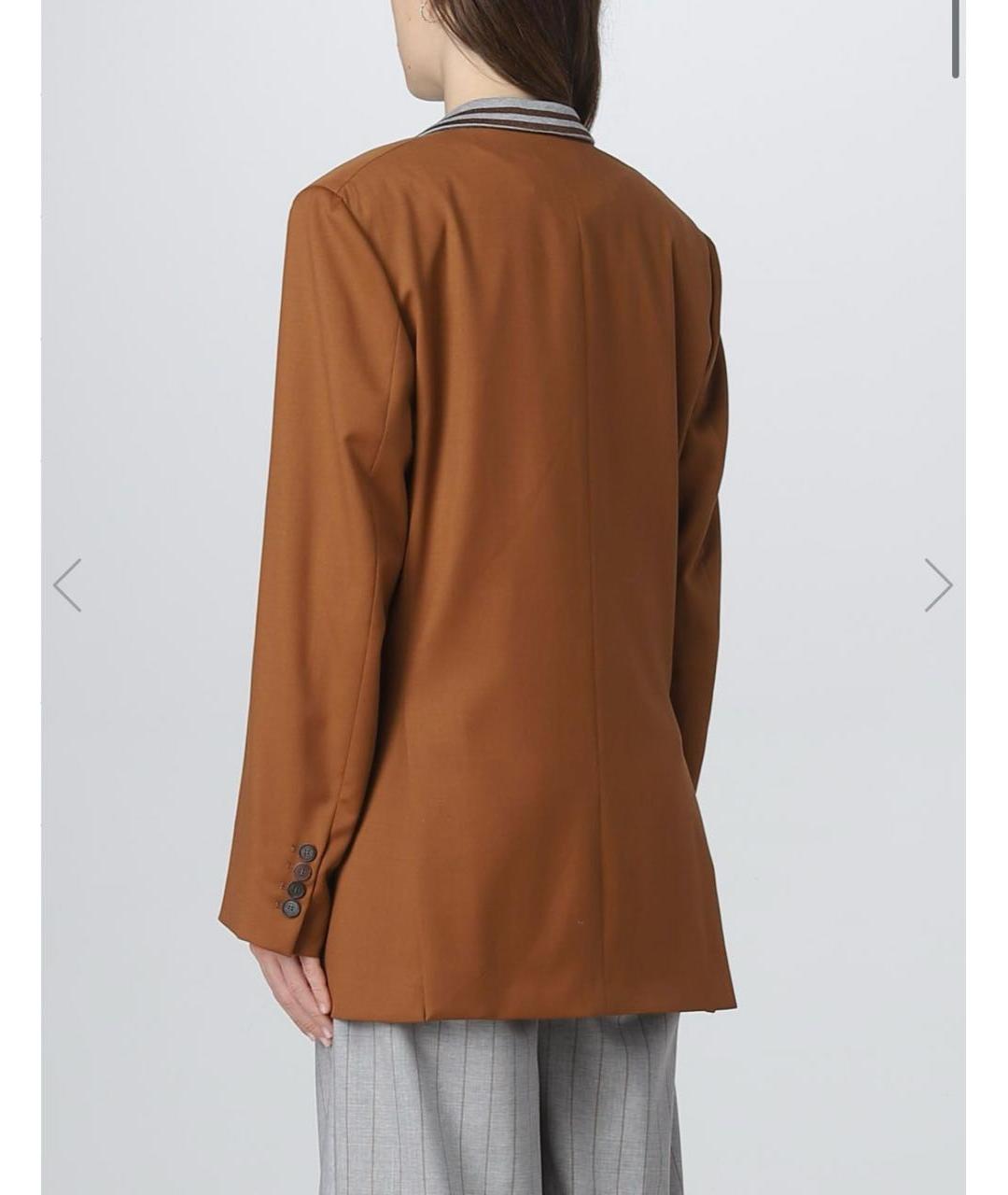 FABIANA FILIPPI Коричневый шерстяной жакет/пиджак, фото 7