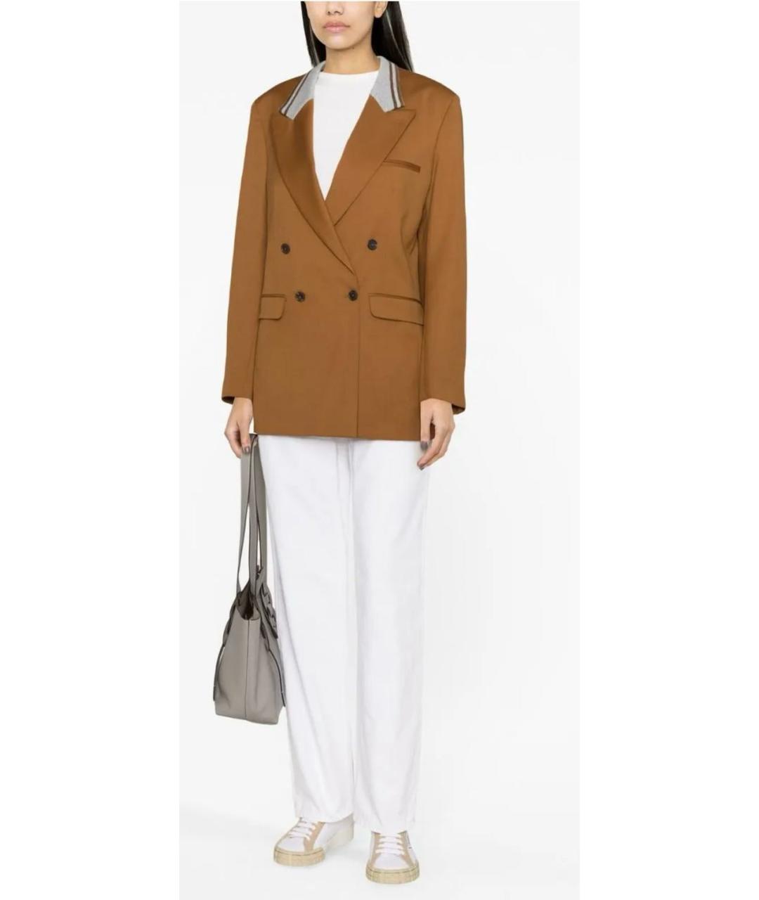 FABIANA FILIPPI Коричневый шерстяной жакет/пиджак, фото 8