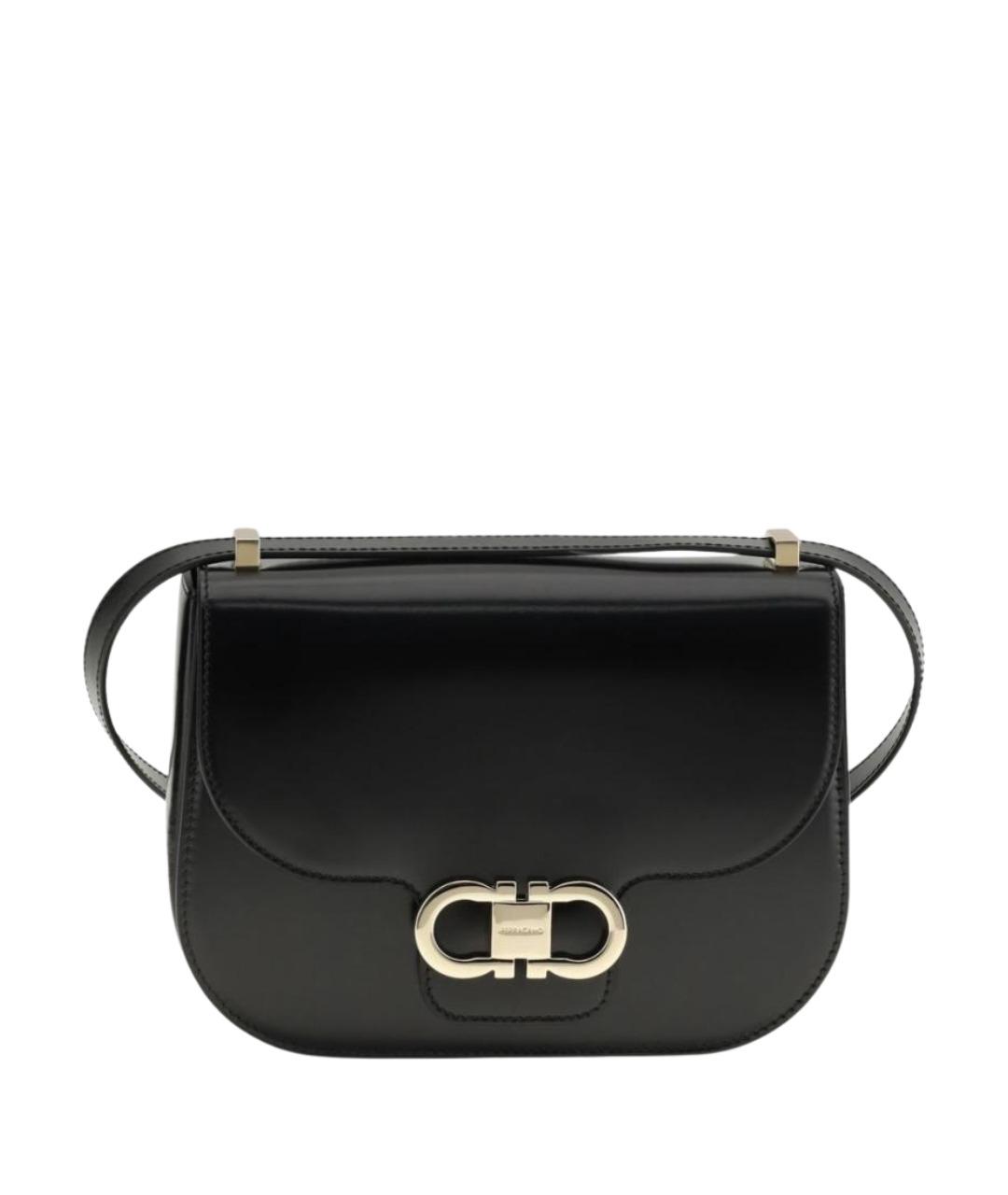 FERRAGAMO Черная кожаная сумка через плечо, фото 1